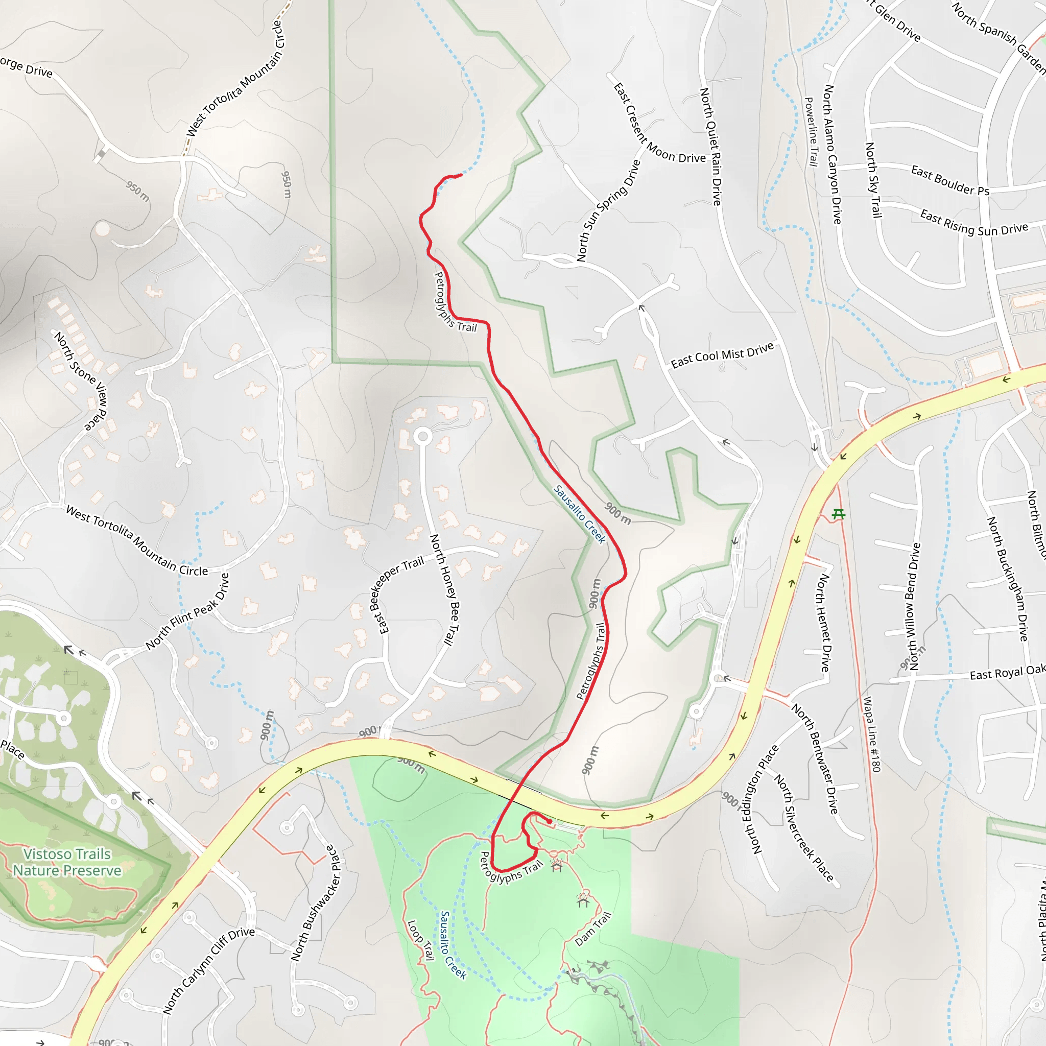 Petroglyphs Trail - Honey Bee Canyon Park mobile static map
