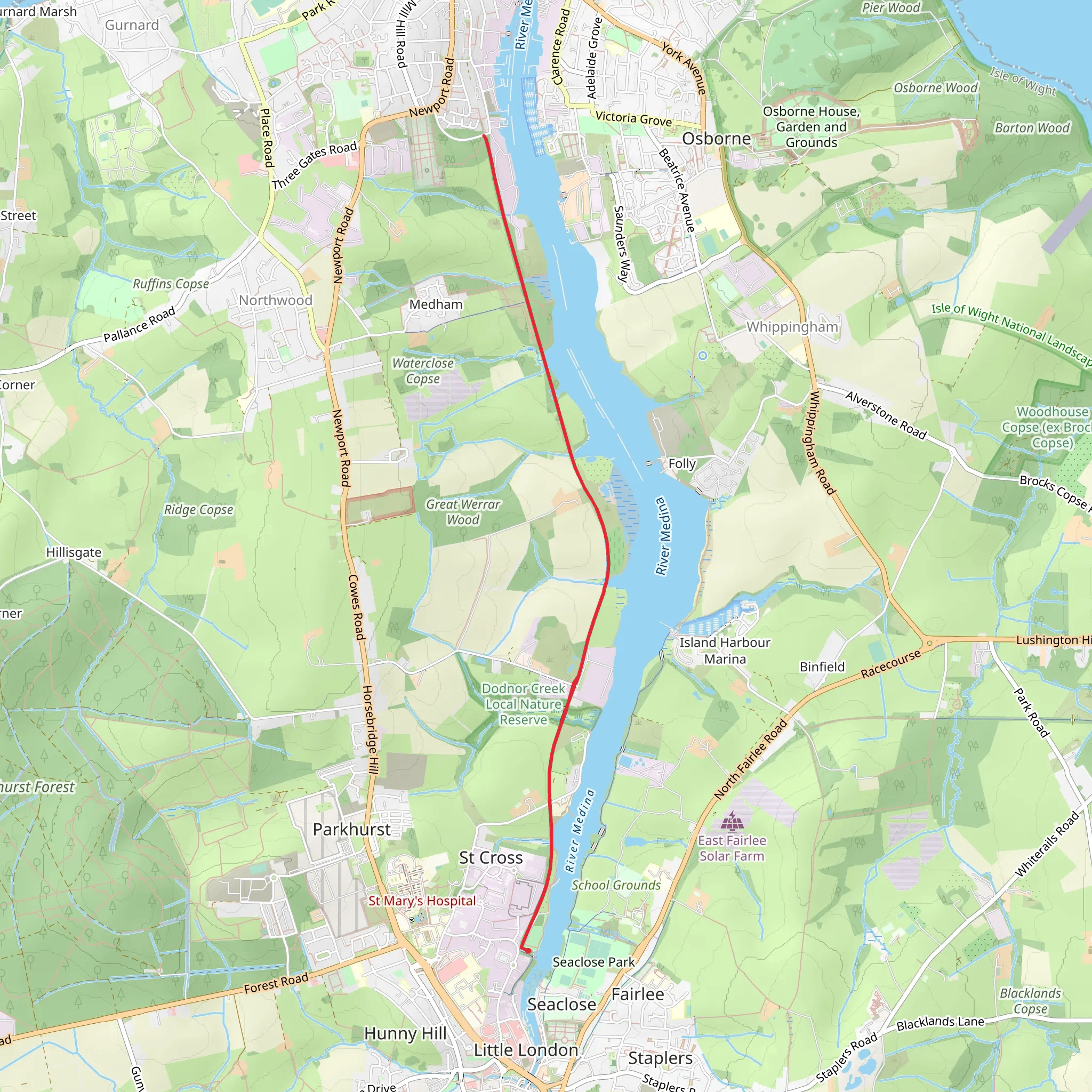 Newport to Cowes Walk mobile static map
