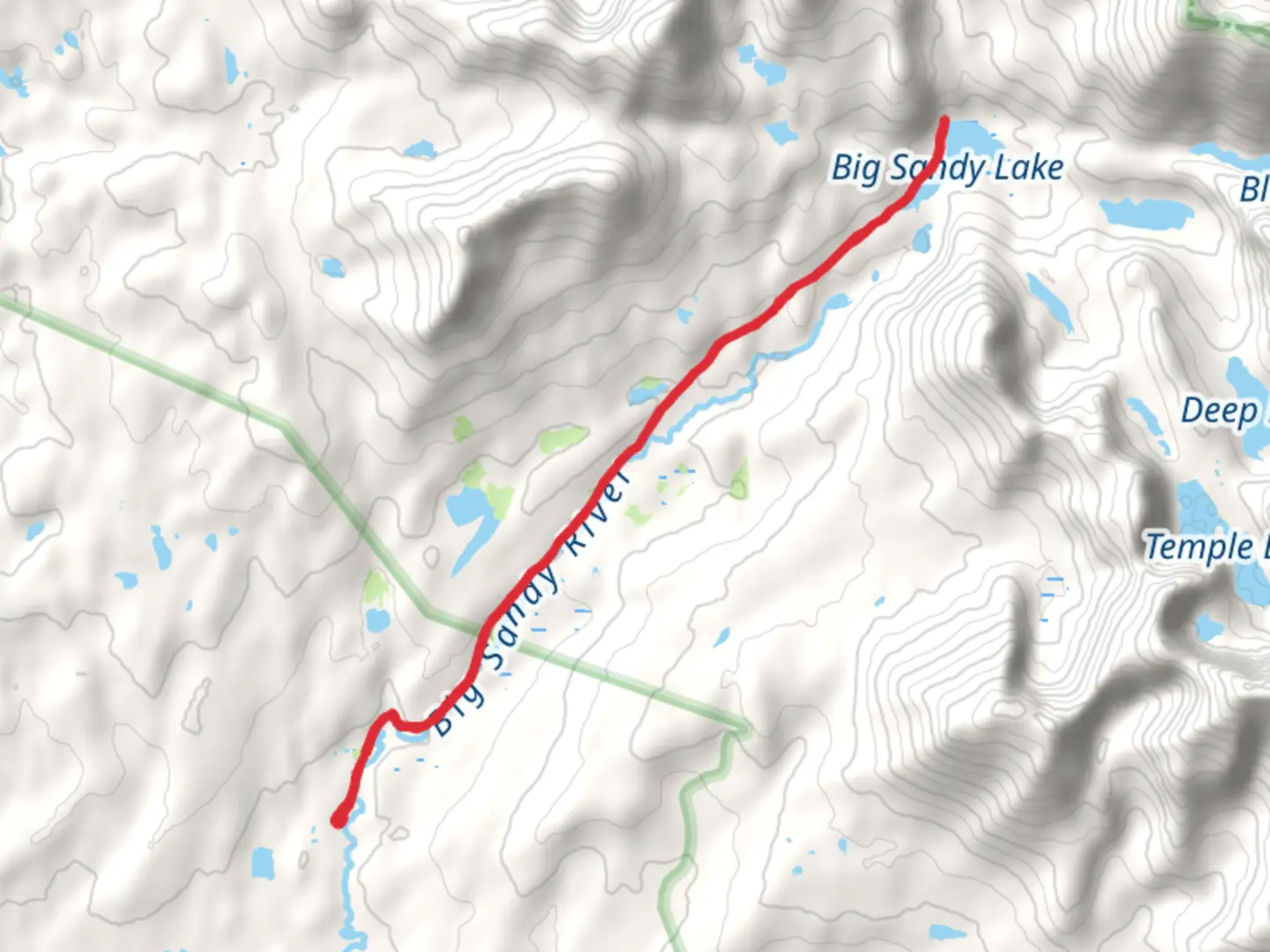 An image depicting the trail Big Sandy Lake via Fremont and its surrounding area.