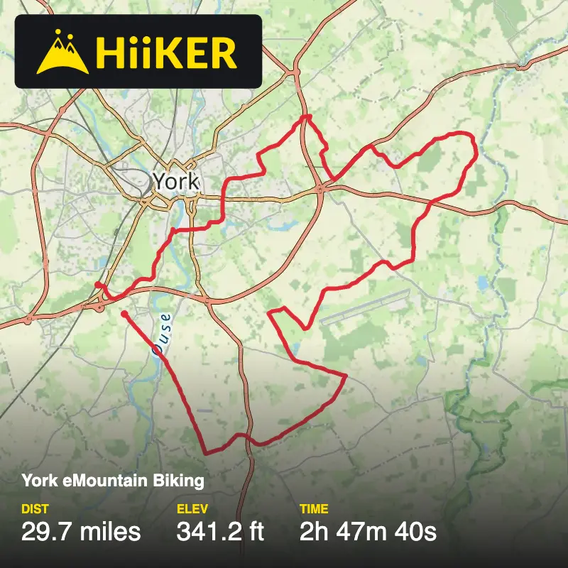 A map preview of the recording York eMountain Biking.
