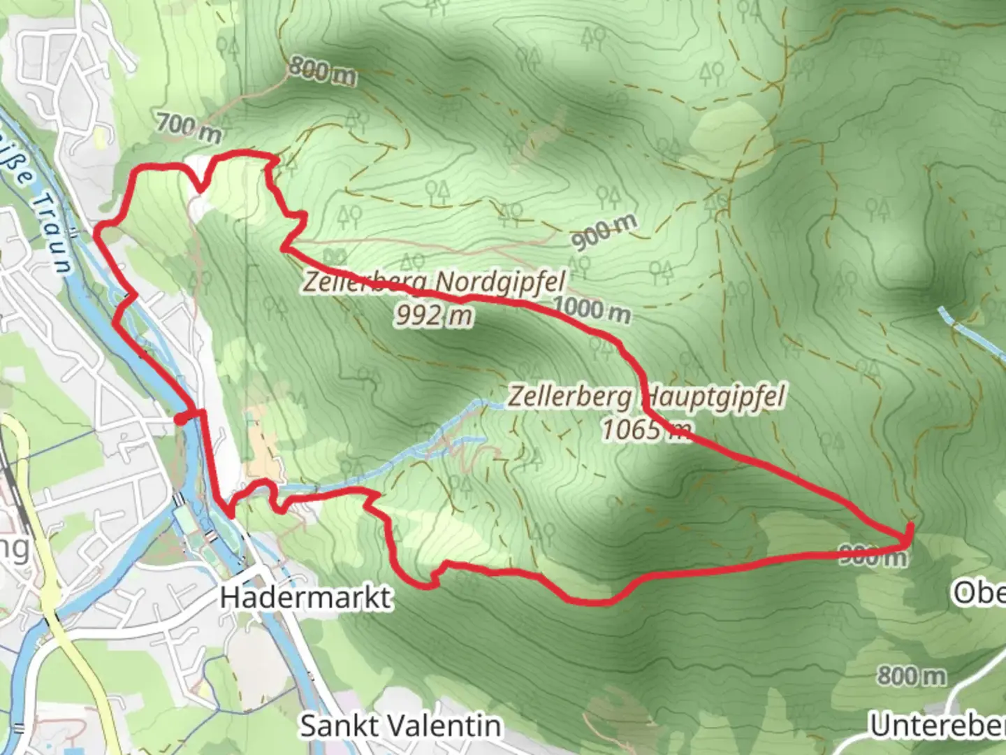 An image depicting the trail Wittelsbacher Hohe, Zellerberg Hauptgipfel and Zellerberg Nordgipfel Loop and its surrounding area.