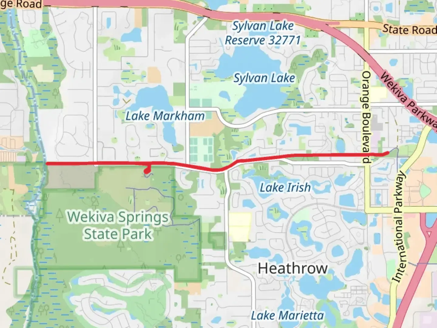 An image depicting the trail Seminole Wekiva Trail Out and Back and its surrounding area.