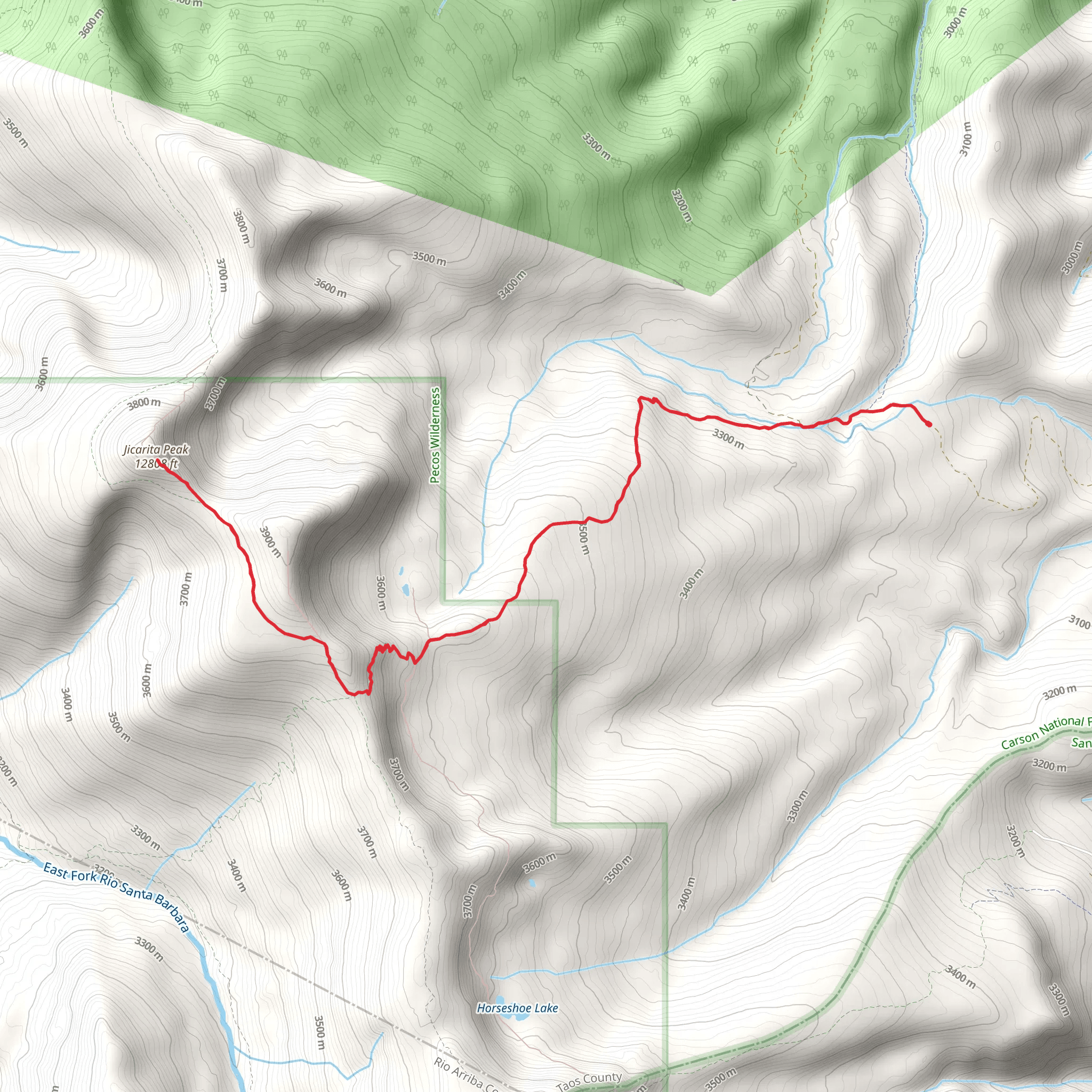 Jicarita Peak Route mobile static map