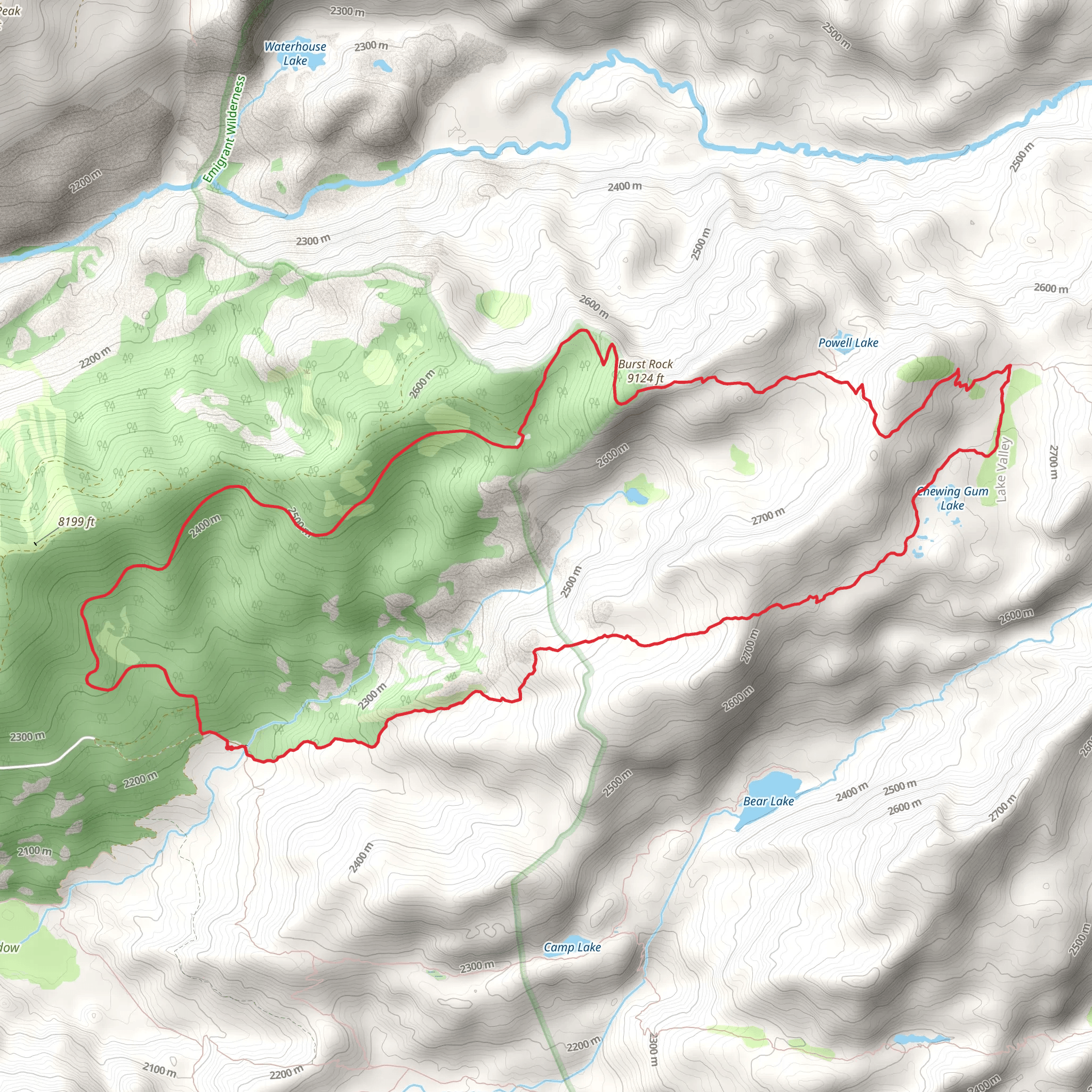 Lake Valley, Chewing Gum Lake and Gianelli Loop Trail mobile static map