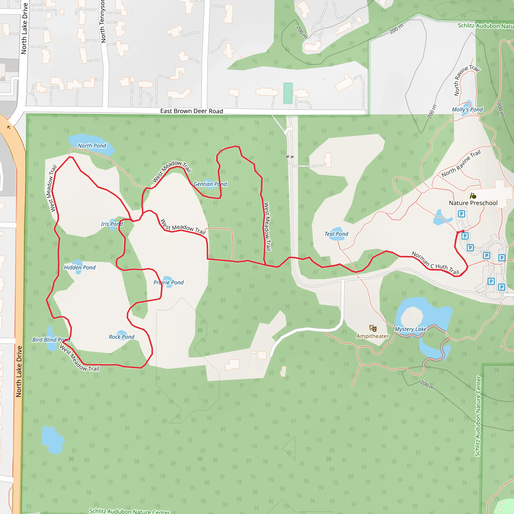Norman C Huth Trail and West Meadow Loop Trail mobile static map