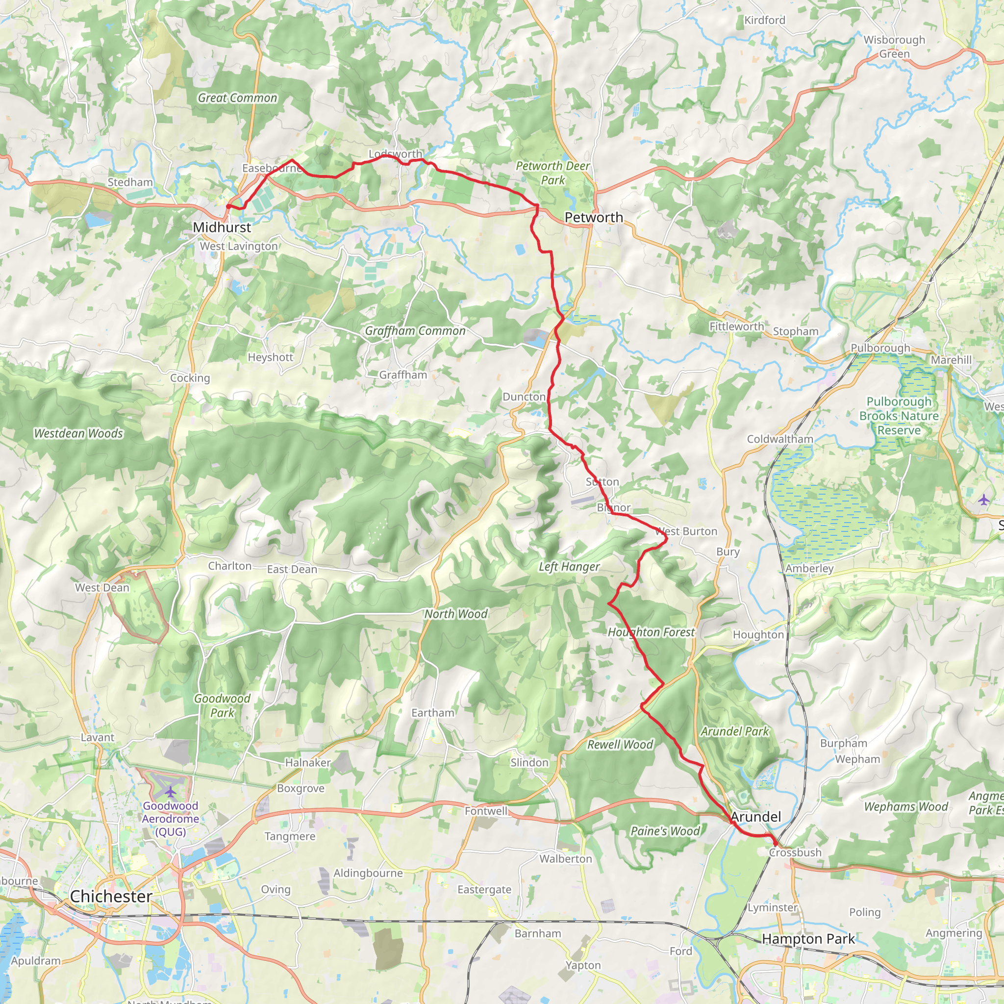 The Midhurst Way - Arundel to Midhurst mobile static map