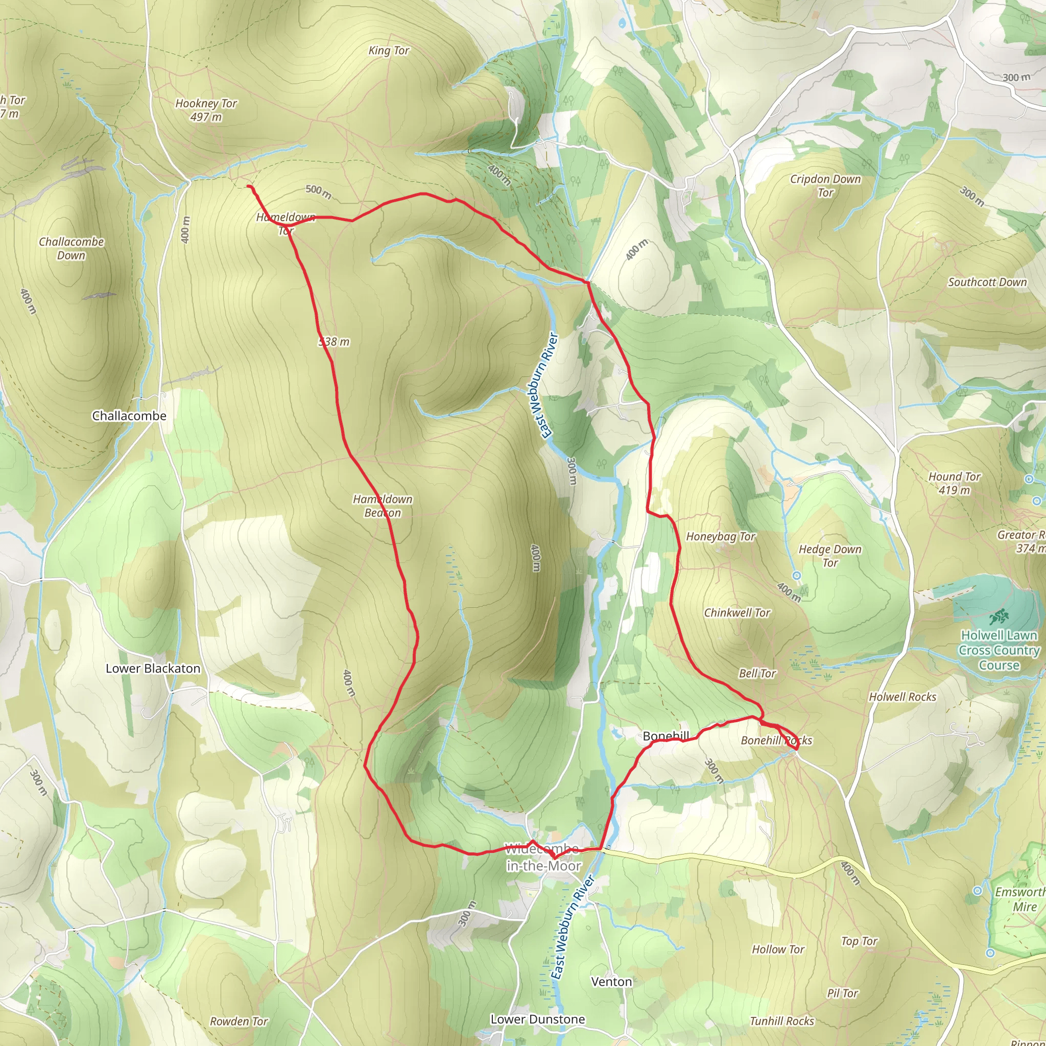 Hameldown to Honeybag Walk mobile static map