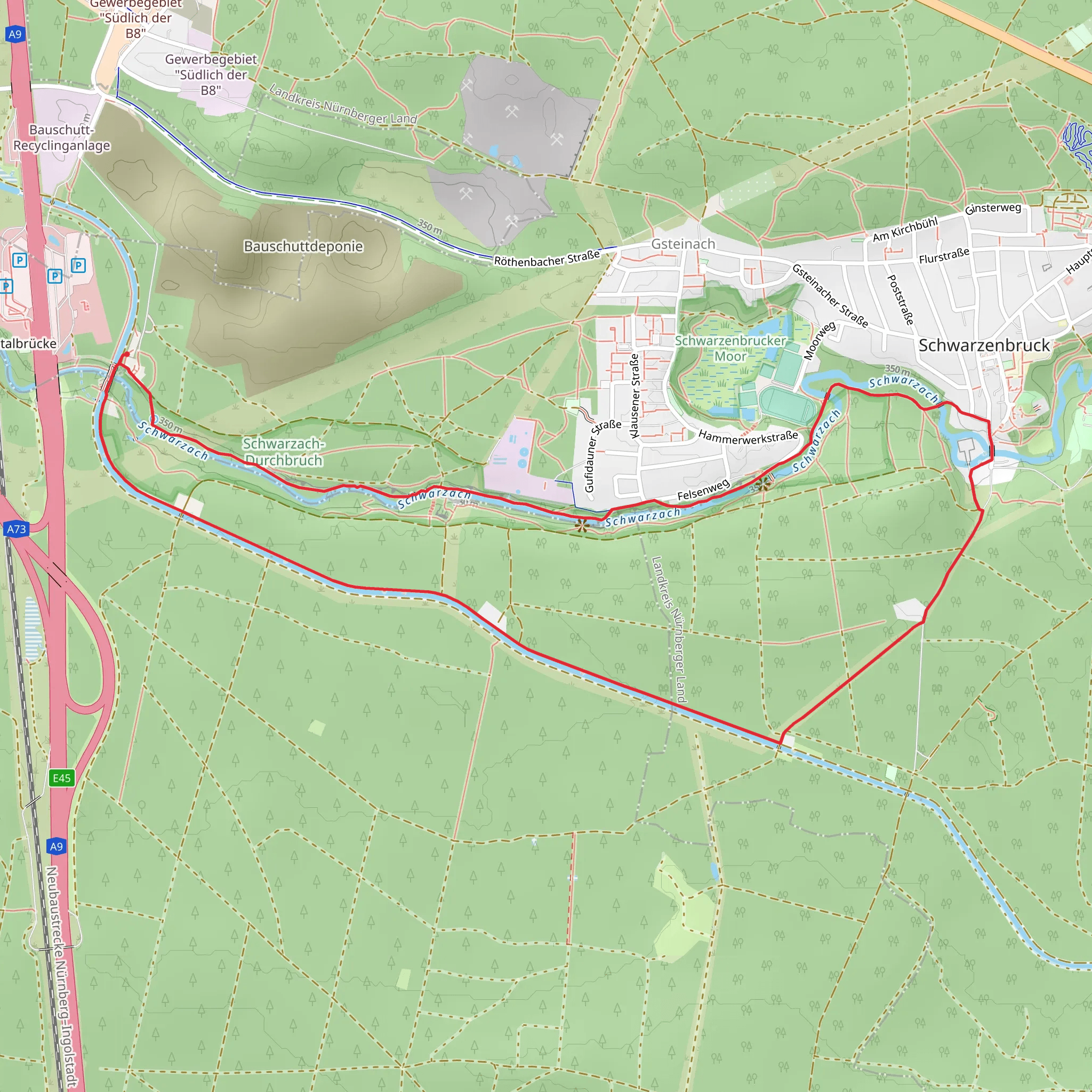 Schwarzach and Ludwig Donau Main Kanal Loop mobile static map