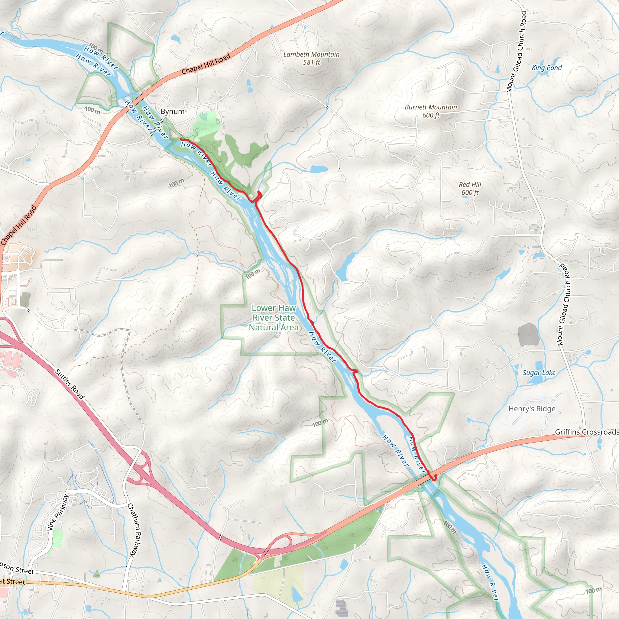 Lower Haw River Trail mobile static map