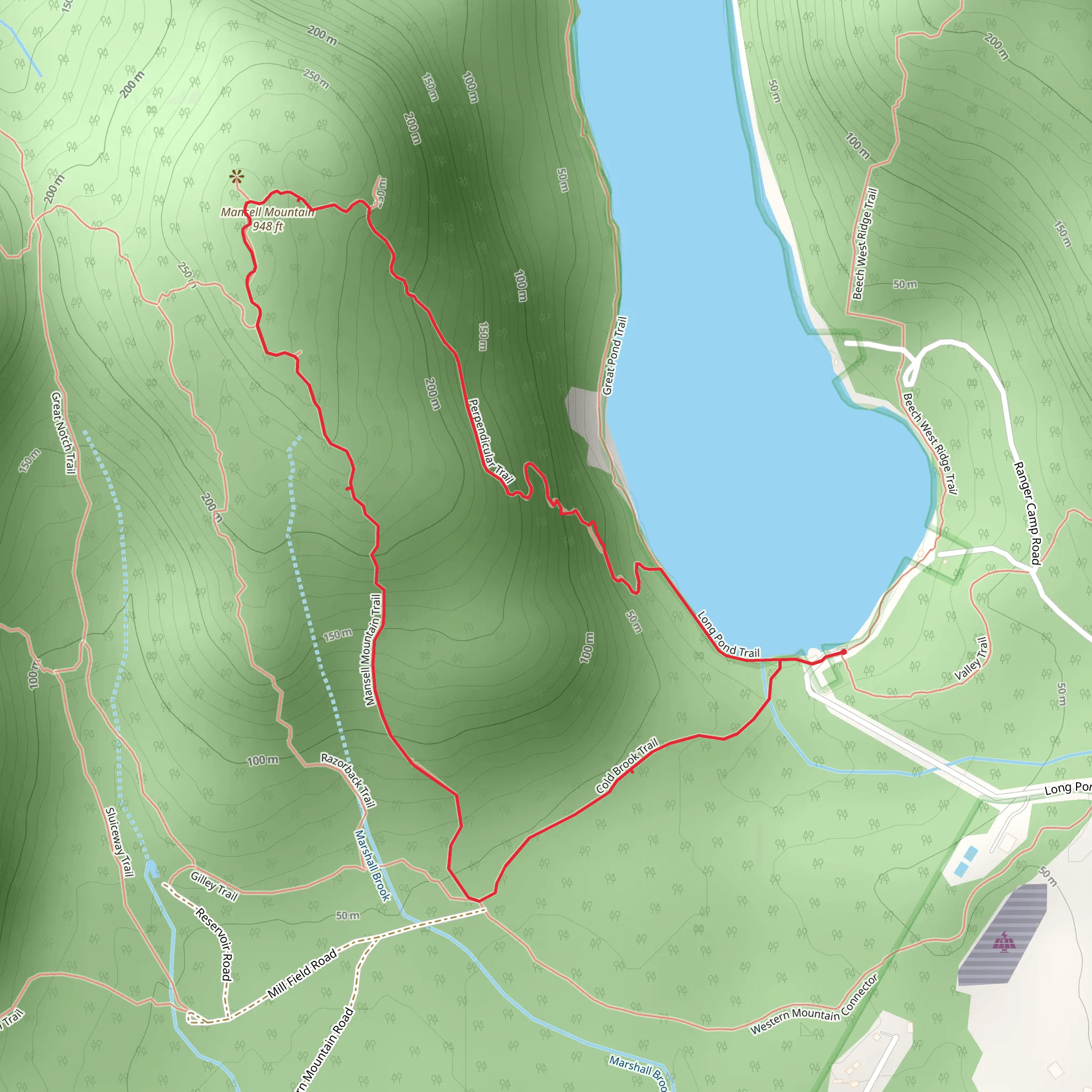Mansell Mountain Loop from Long Pond mobile static map