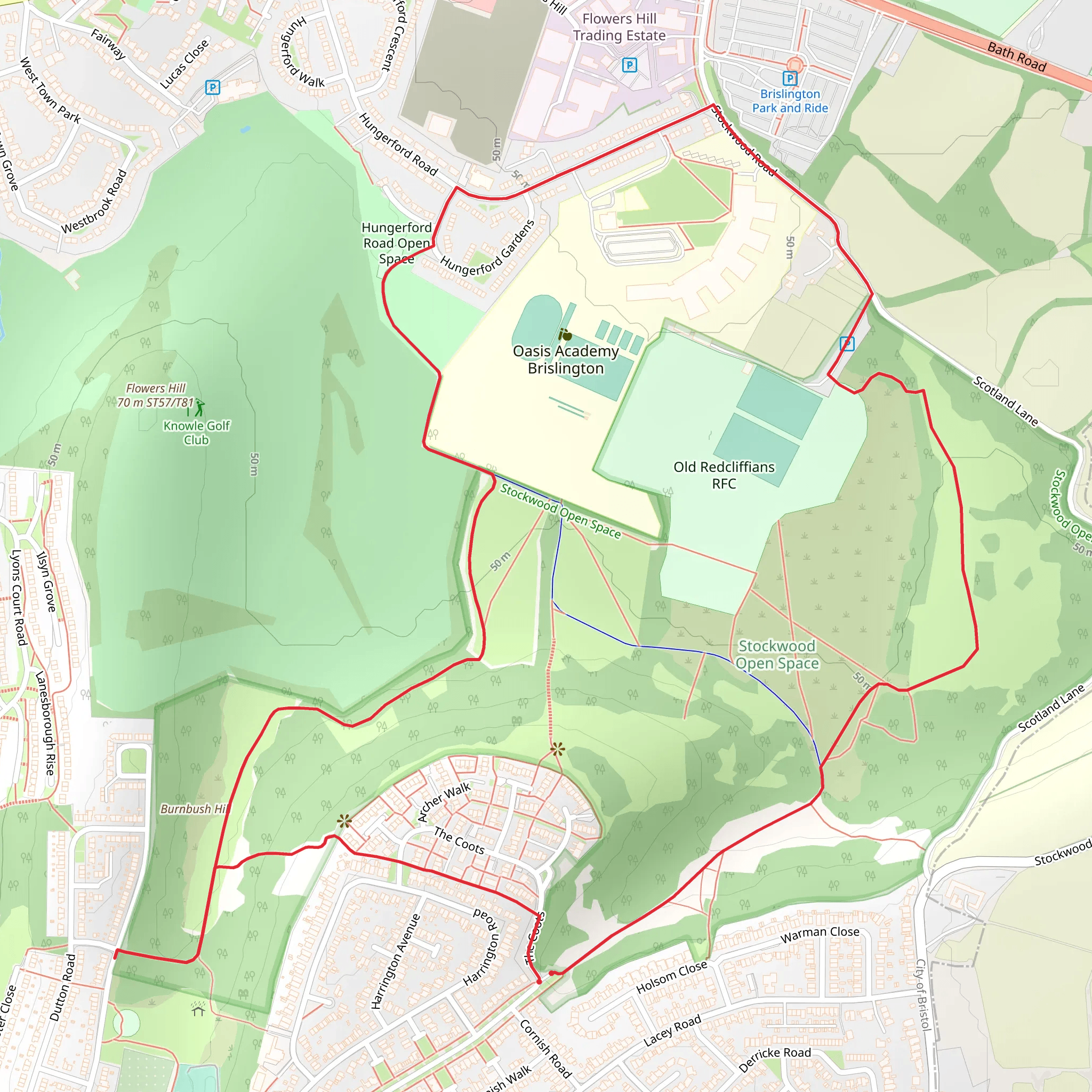 Stockwood Open Space Nature Reserve Loop mobile static map