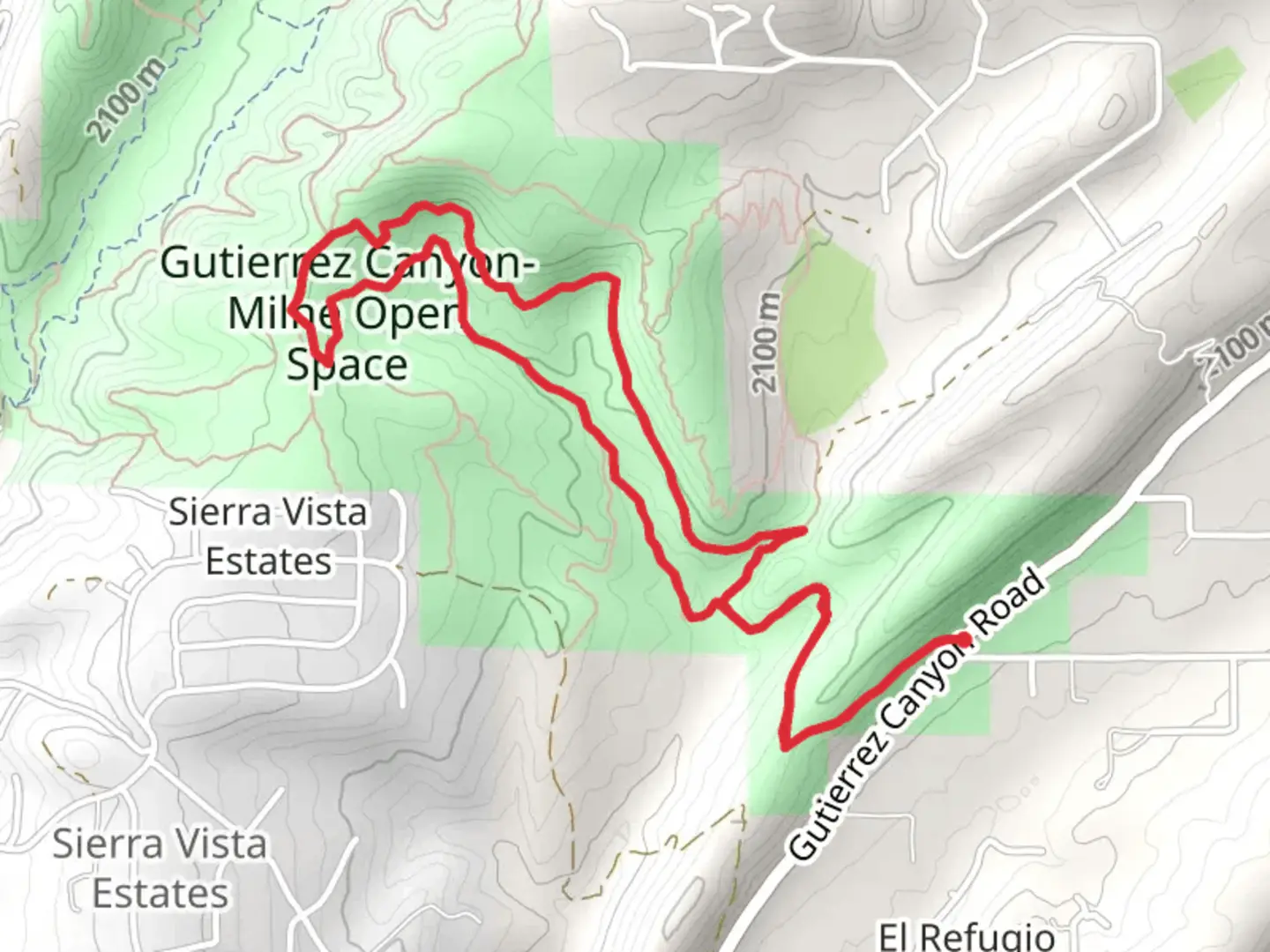 An image depicting the trail Gutierrez Canyon - Milne Open Space - Doe Run Trail and its surrounding area.