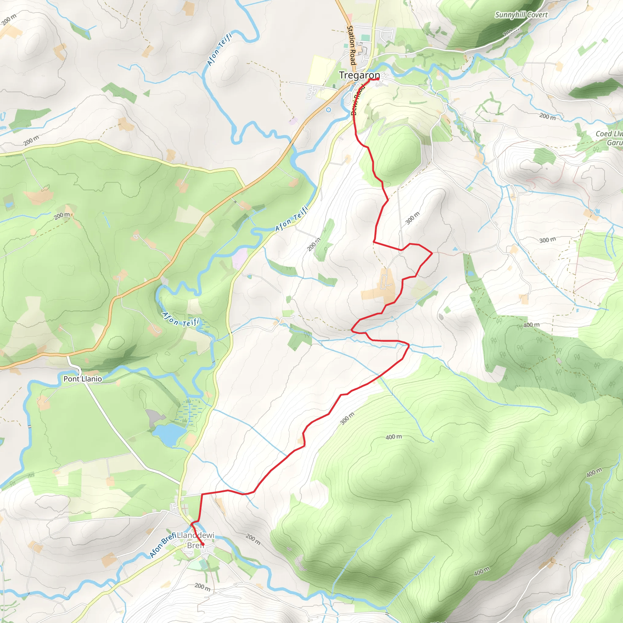 Tregaron to Llandewi Brefi mobile static map
