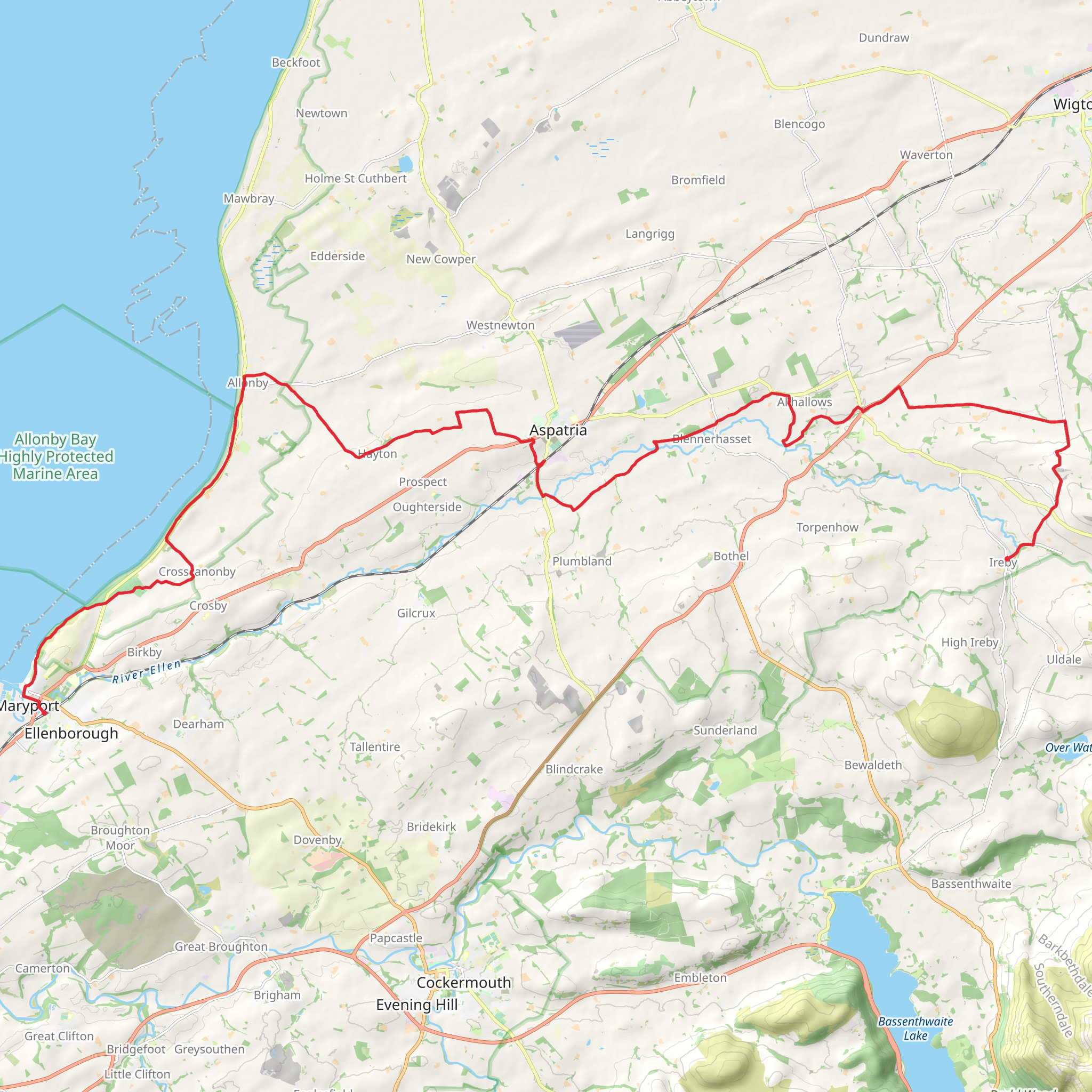 Maryport to Ireby Walk in Cumbria mobile static map
