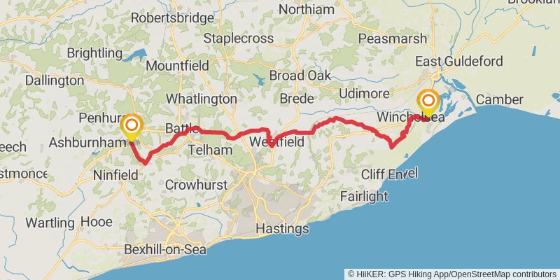 Southampton to Sandwich Walk stage 13 Map