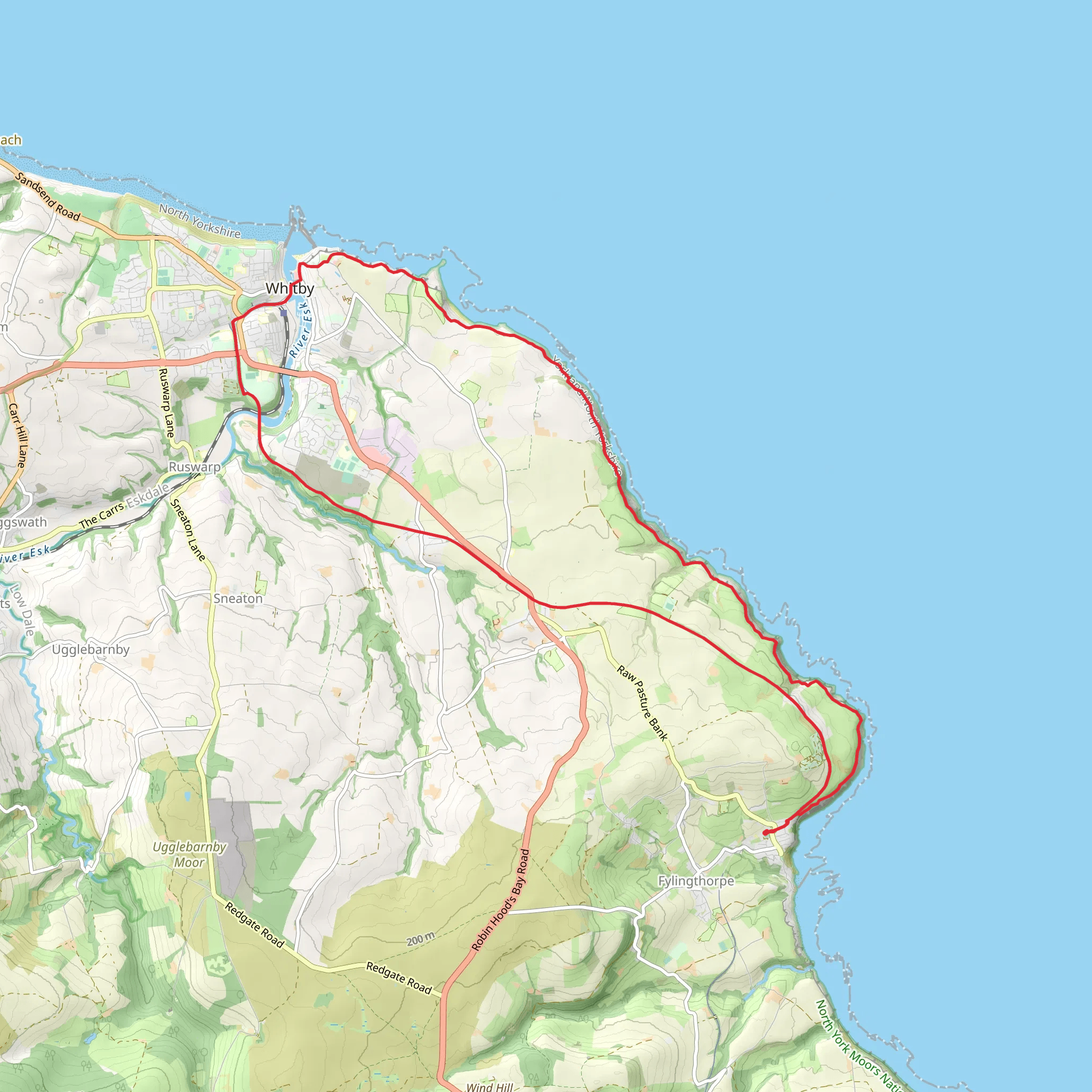 Robin Hood's Bay and Whitby Loop via Cock Mill Wood mobile static map