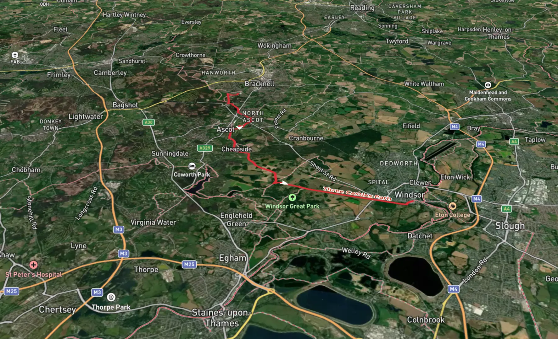 An image depicting the trail Martin Herons to Windsor Walk and its surrounding area.