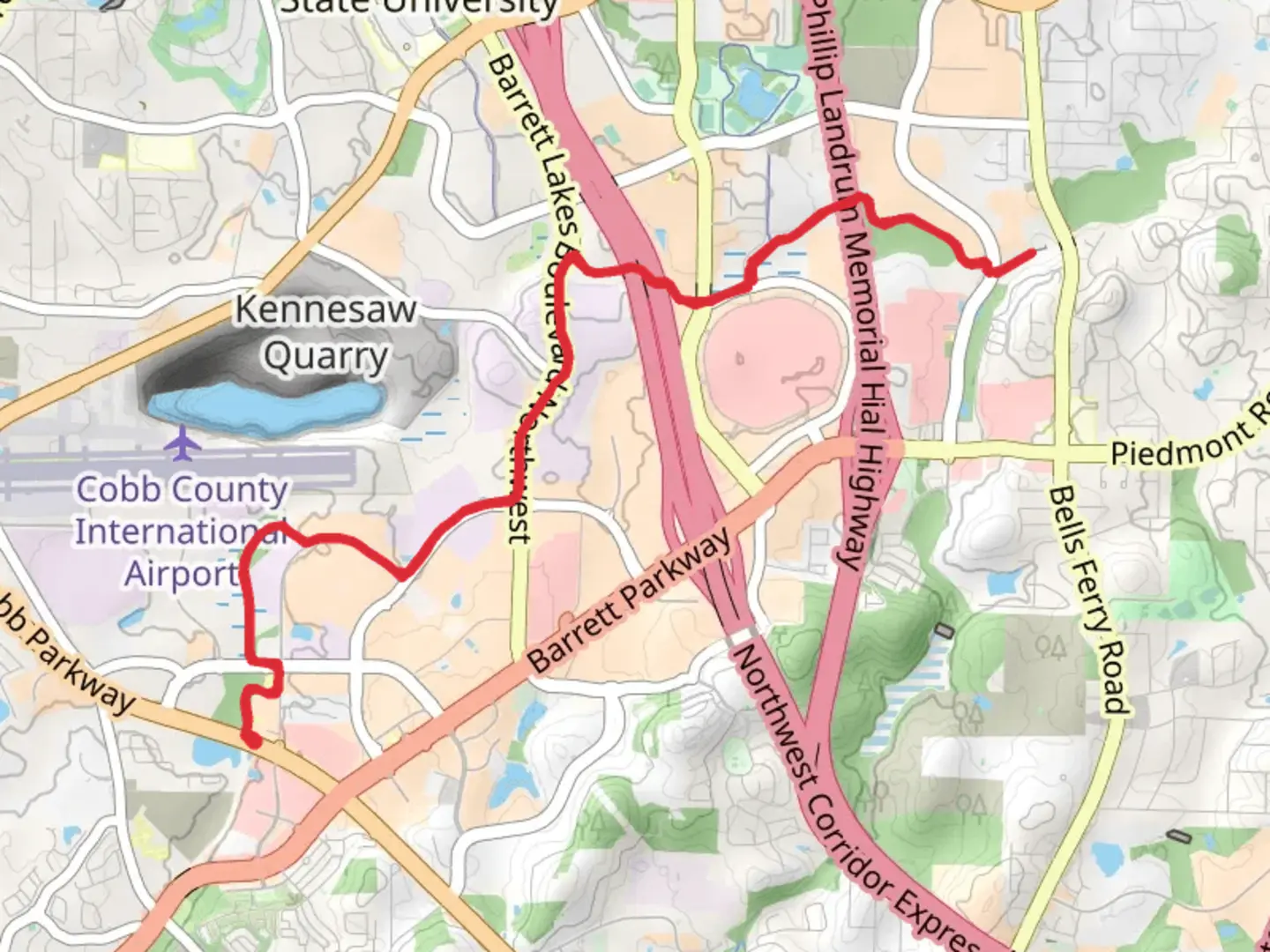 An image depicting the trail Noonday Creek Trail and its surrounding area.