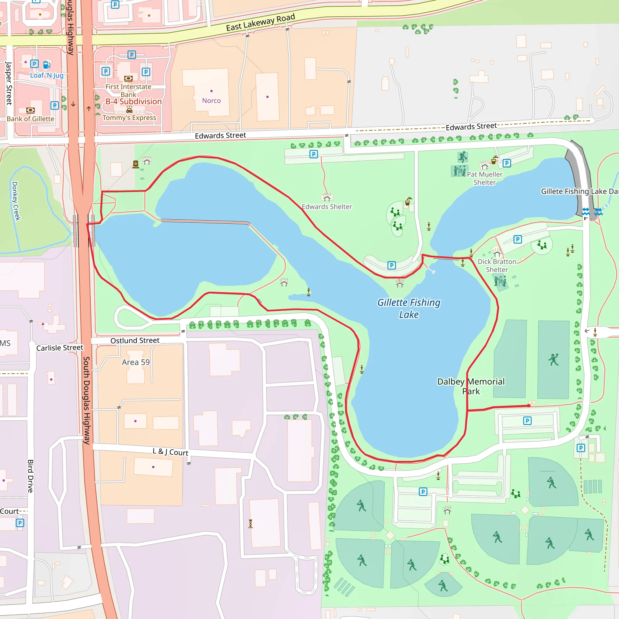Gillette Fishing Lake Loop mobile static map