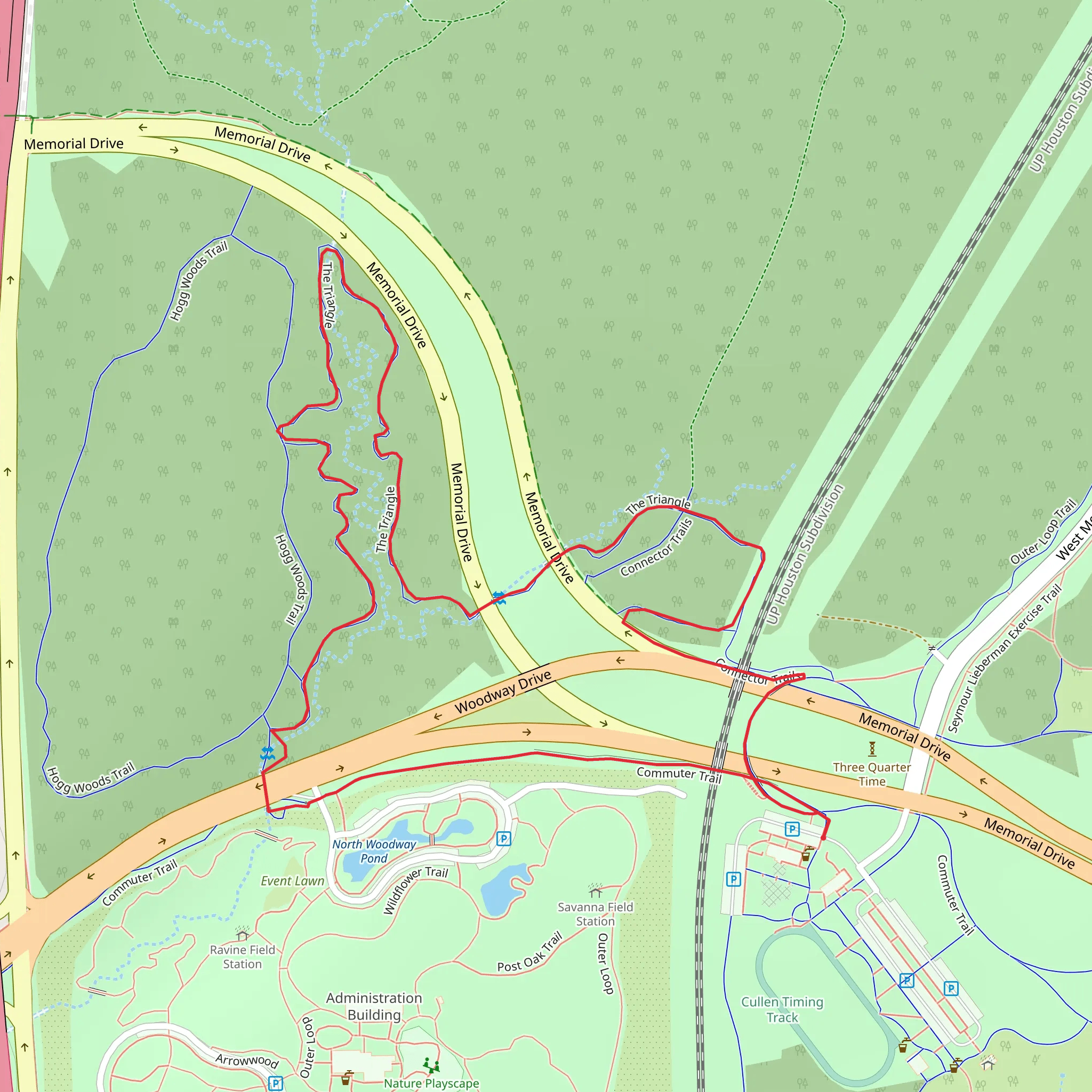 The Triangle, Connector and Living Bridge Loop Trail mobile static map