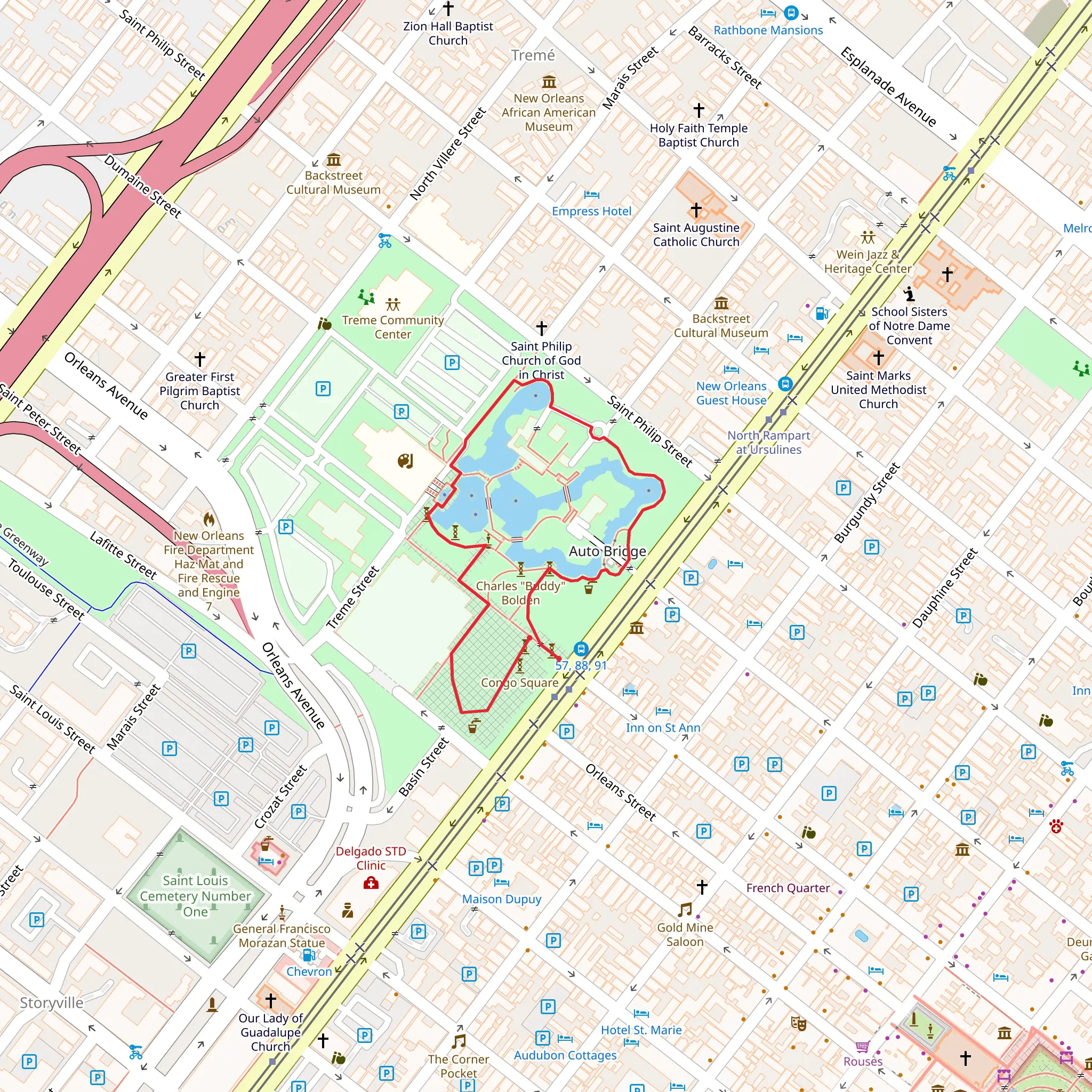 Louis Armstrong Park Loop mobile static map