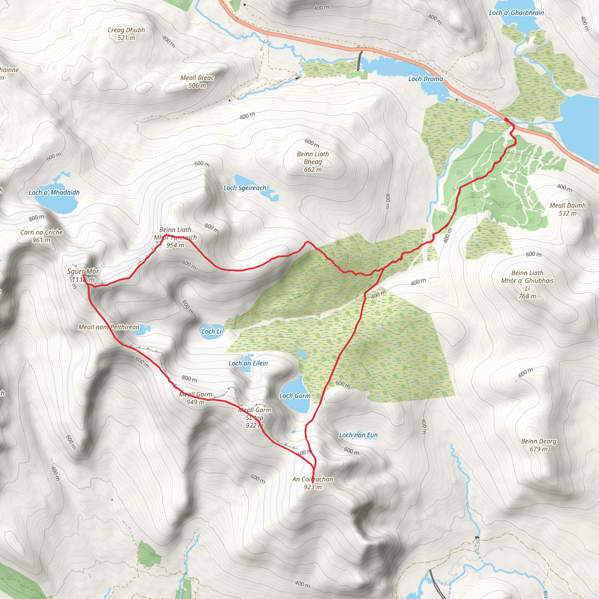 Beinn Liath Mhòr Fannaich mobile static map