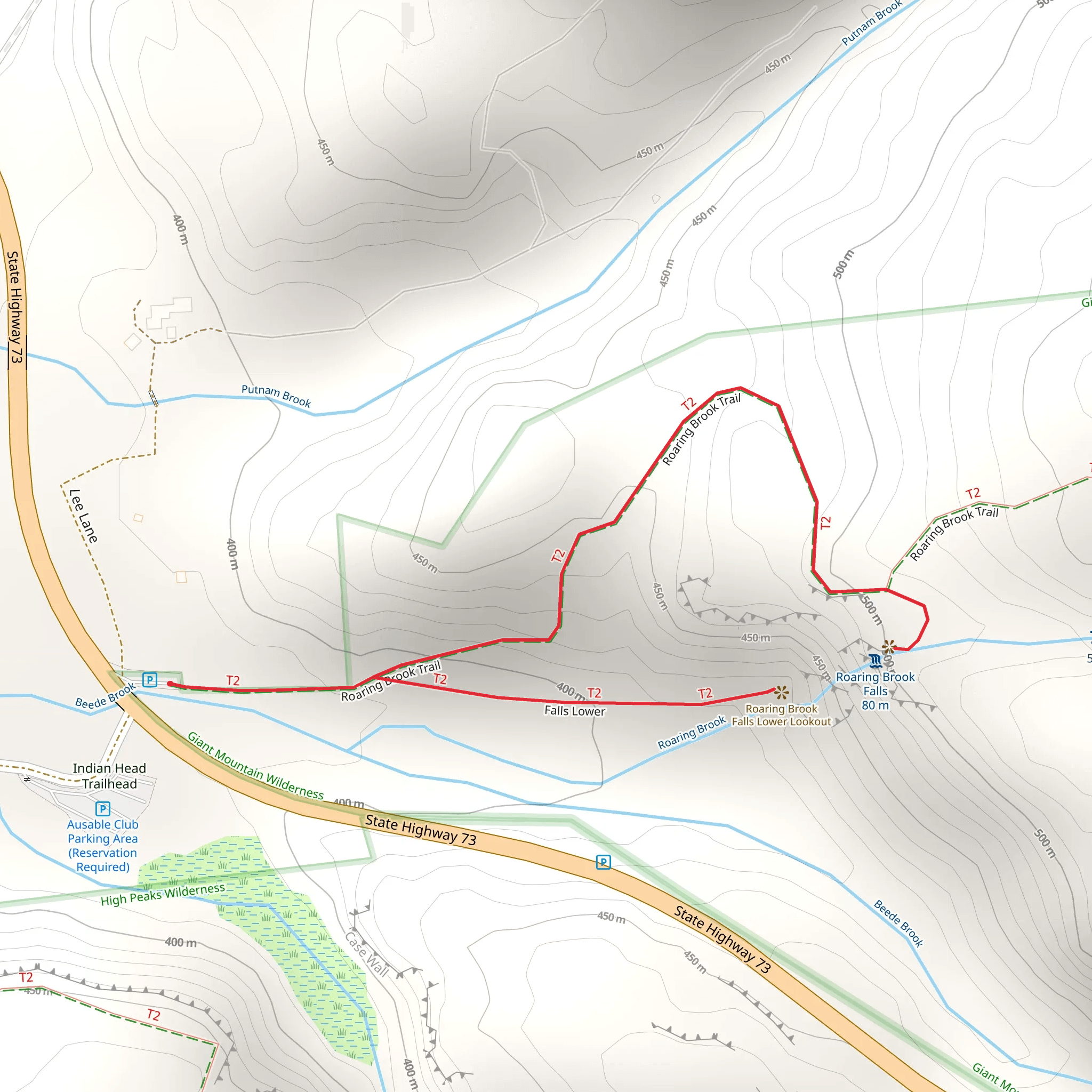 Roaring Brook Falls and Falls Lower Loop mobile static map