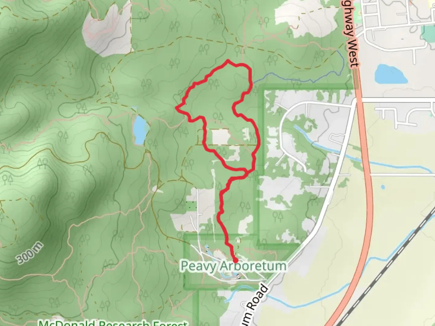 An image depicting the trail Calloway Creek Trail and Intensive Management Loop Trail and its surrounding area.