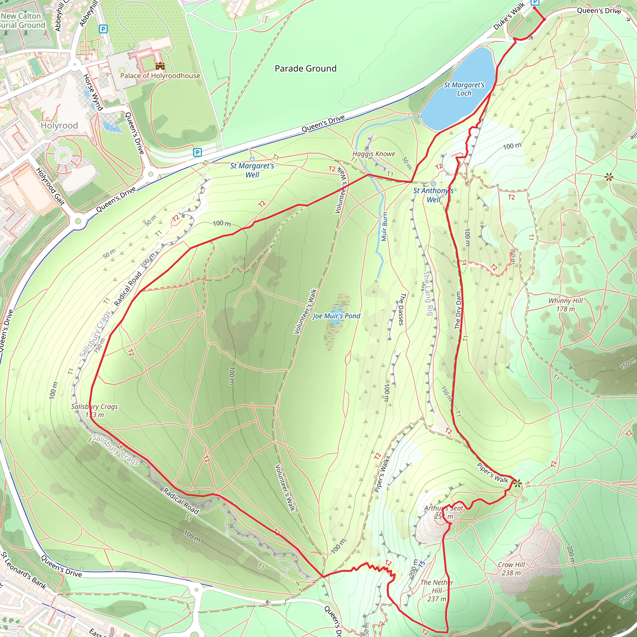 Arthur's Seat Loop via Cat Nick mobile static map