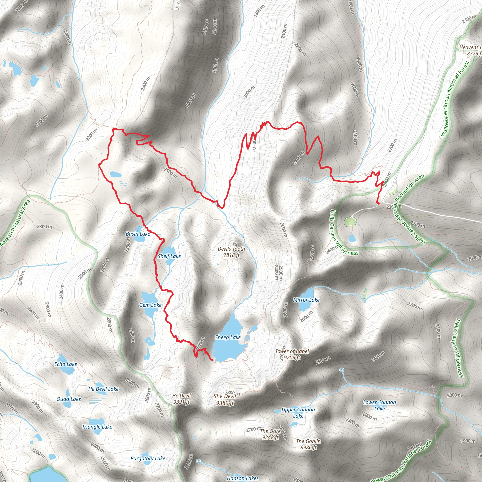 Sheep Lake via Seven Devils Trail mobile static map