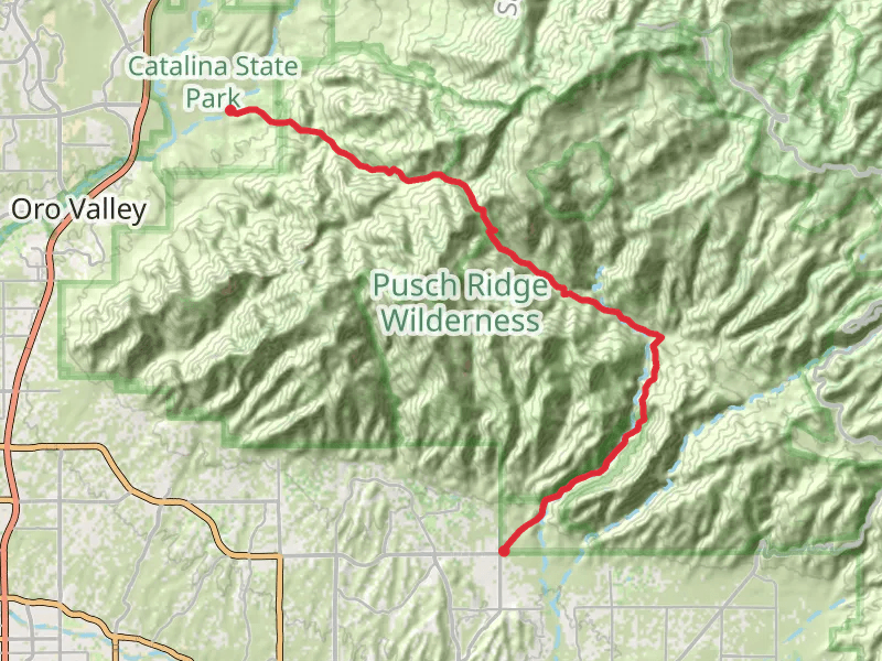 Romero Pass and Sabino Canyon Trail from Catalina State Park Road