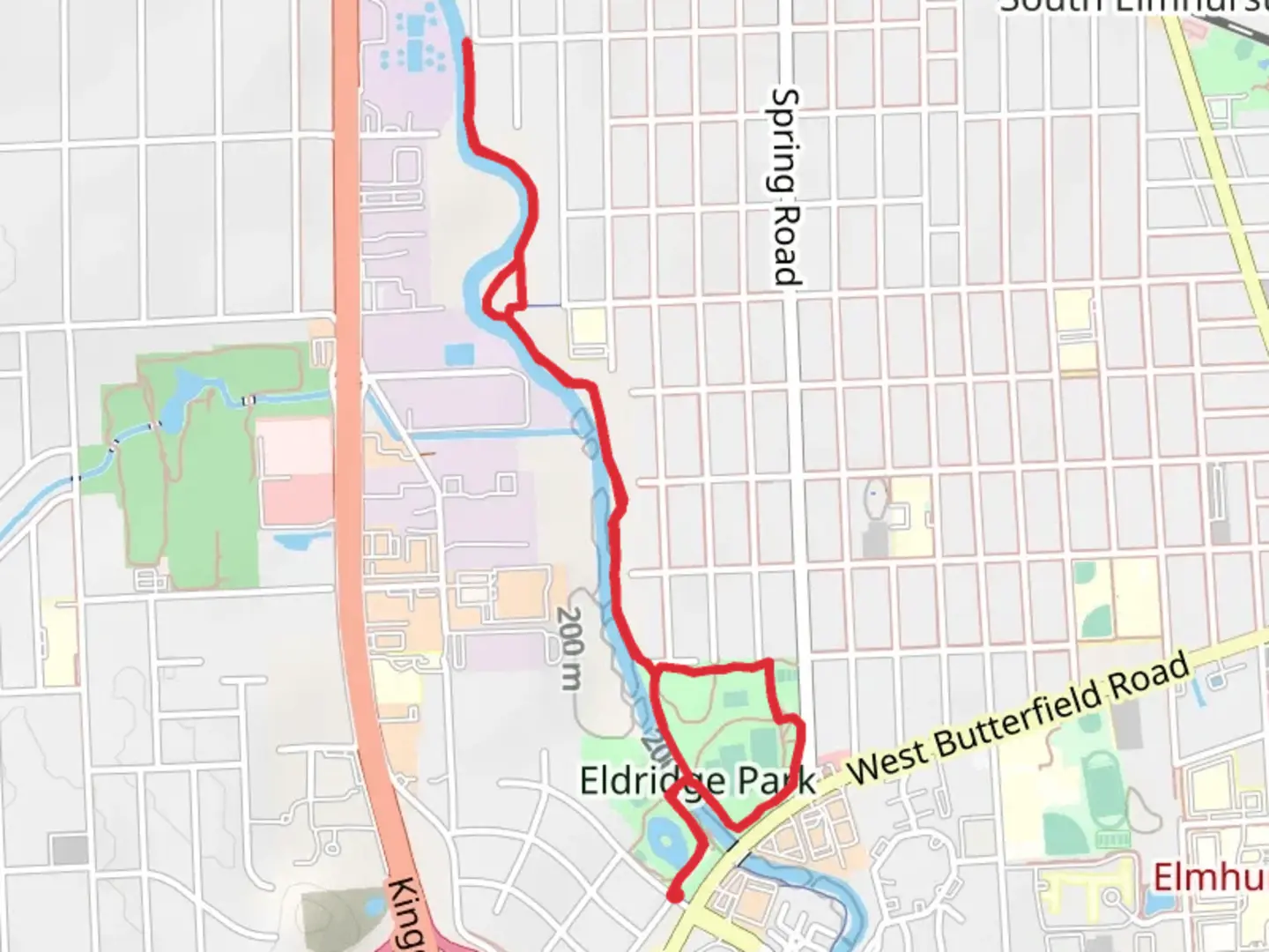 An image depicting the trail Salt Creek Greenway Trail and Eldridge Park Loop and its surrounding area.