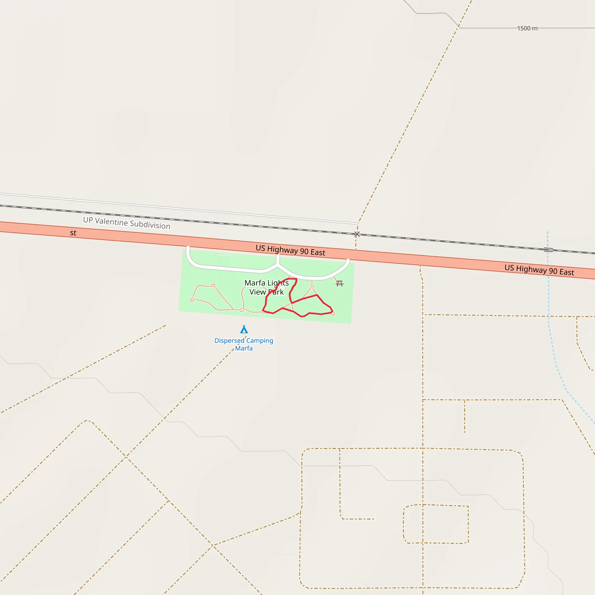 Marfa Lights View Park Loop mobile static map