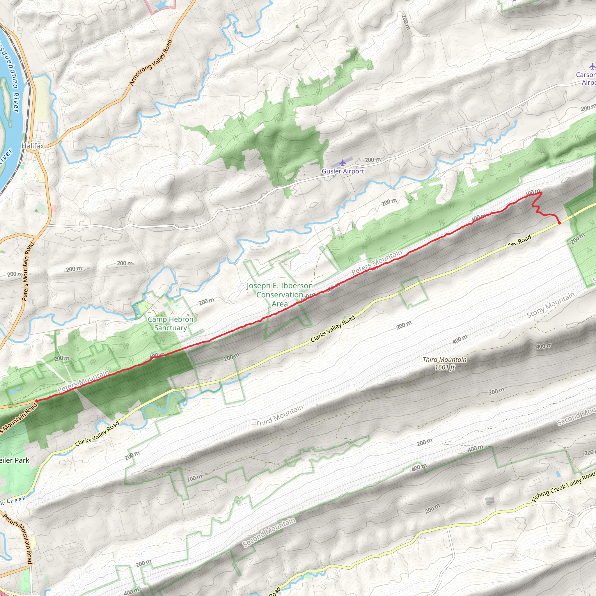 Peters Mountain Road to Clarks Valley Road via Appalachian Trail mobile static map