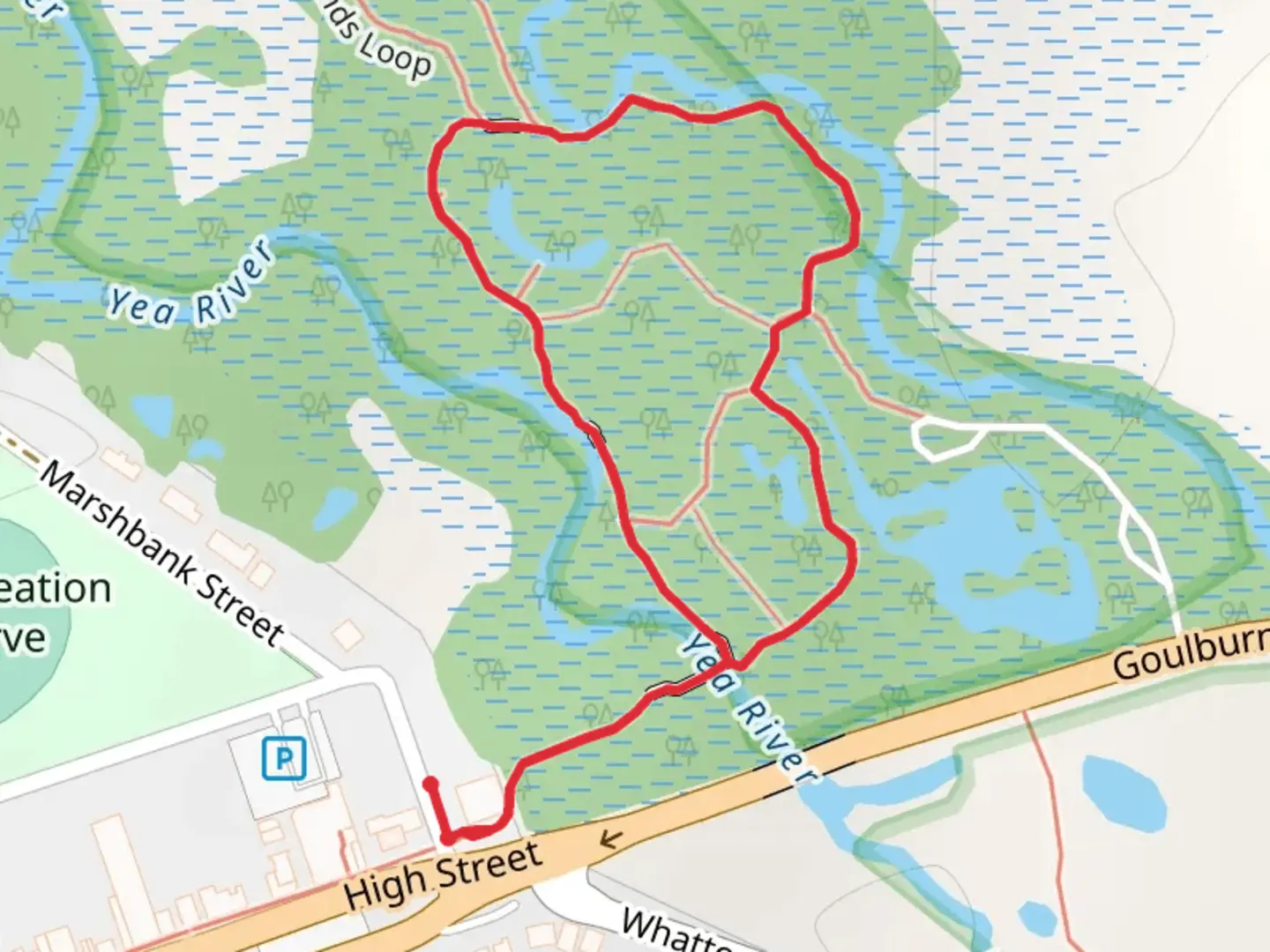 An image depicting the trail Yea Wetlands Walk and its surrounding area.