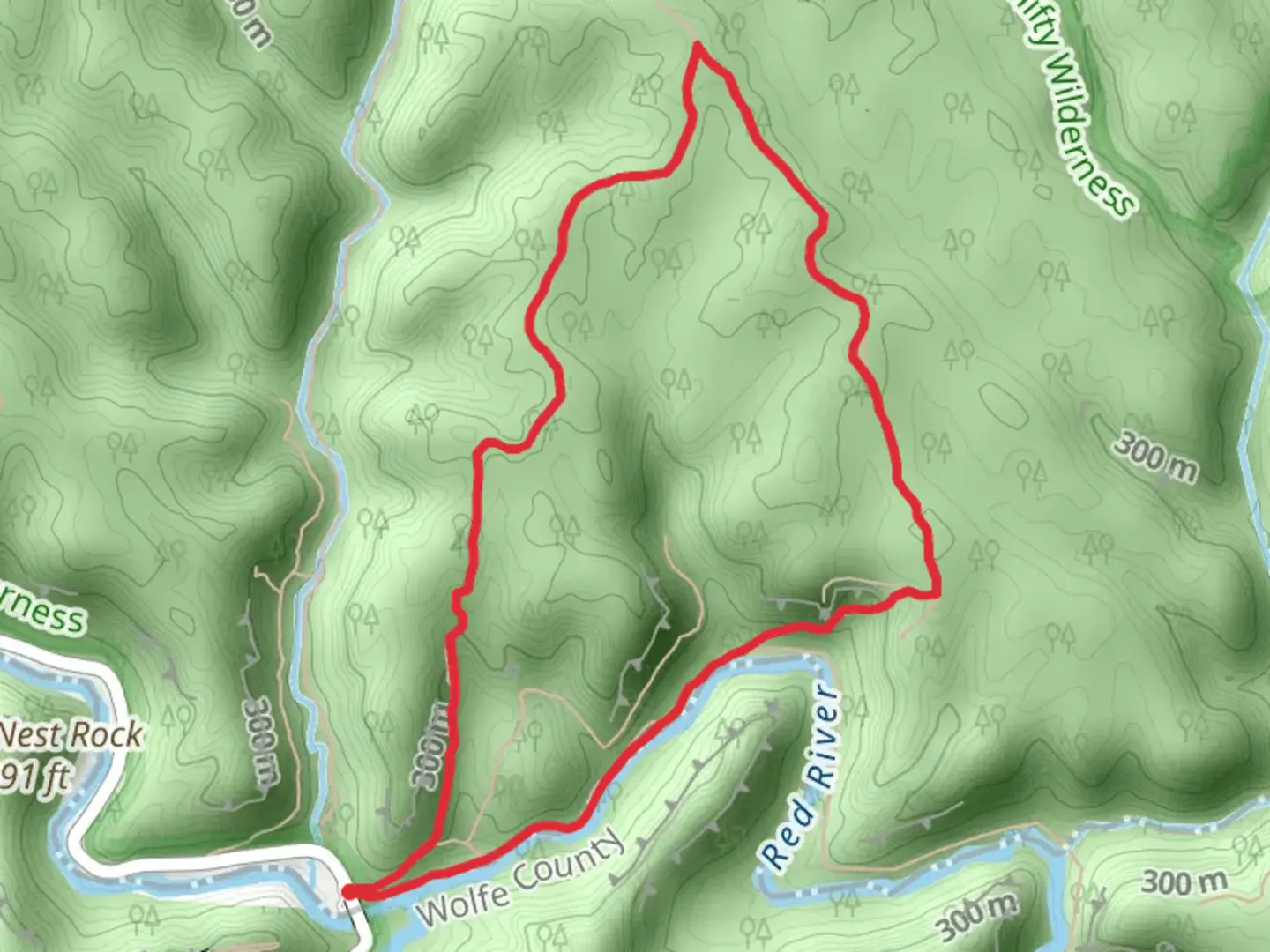 An image depicting the trail Red River and Osbourne Bend Loop Trail and its surrounding area.