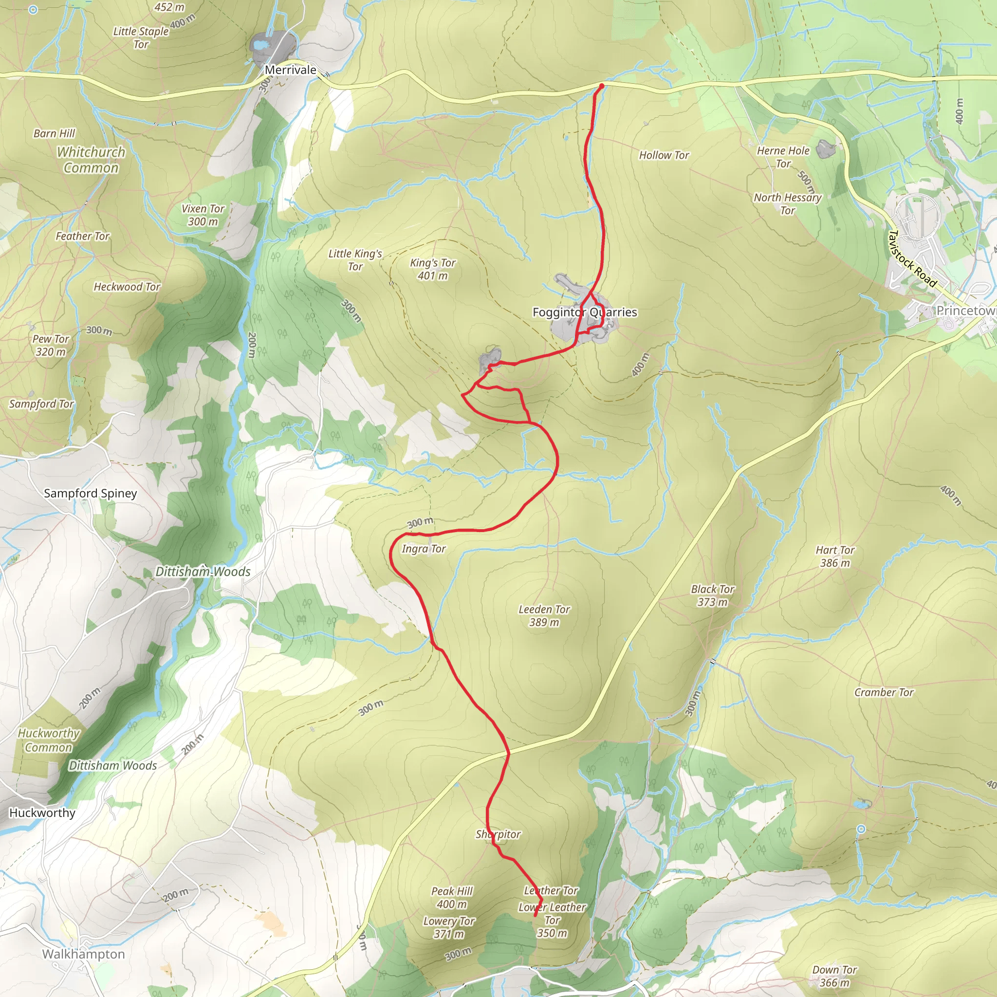 Foggintor Quarries, Swelltor Quarry and Lower Leather Tor Walk mobile static map