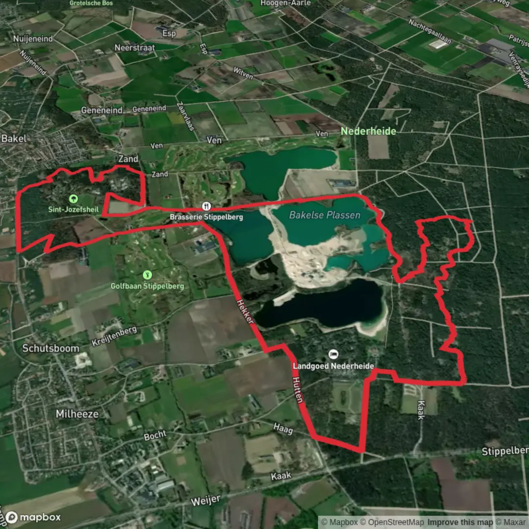An image depicting the trail Bakelse Plassen and Snelle Loop and its surrounding area.