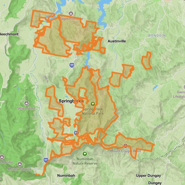 Springbrook National Park mobile static map