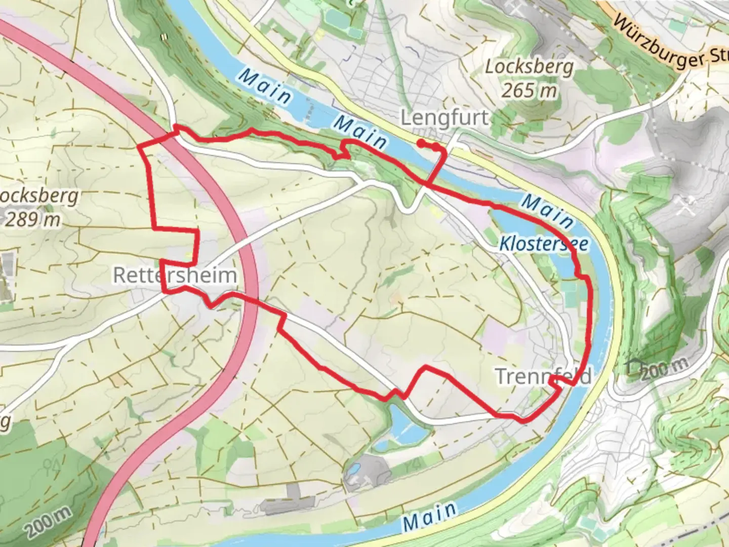 An image depicting the trail Klostersee Loop via Kulturweg Triefenstein and its surrounding area.