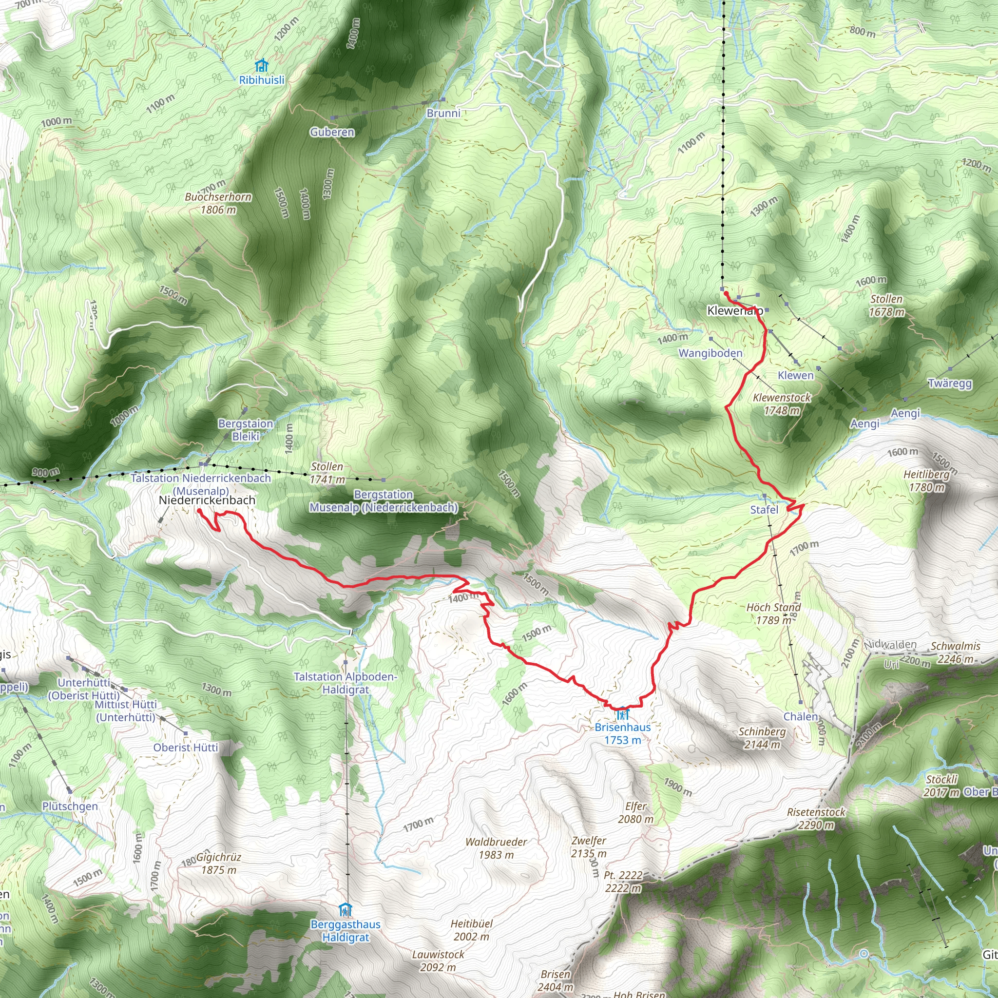 Klewenalp-Brisenhaus SAC-Niederrickenbach mobile static map