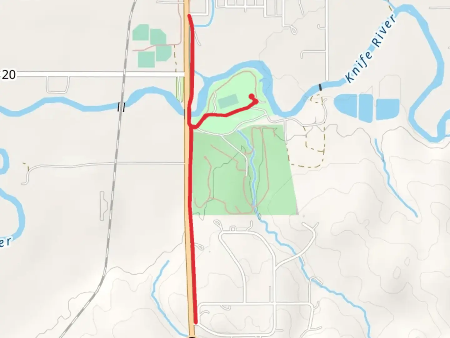 An image depicting the trail Beulah Park and Knife River and its surrounding area.