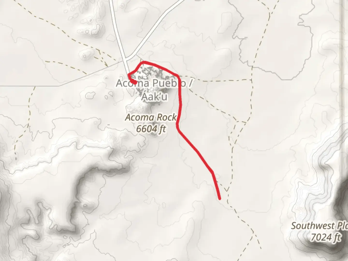 An image depicting the trail Acoma Pueblo Reserve and its surrounding area.