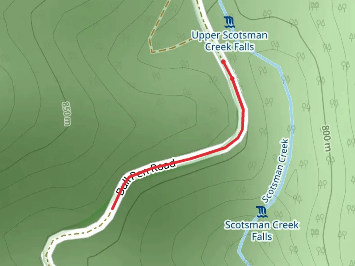 An image depicting the trail Bull Pen Road and its surrounding area.