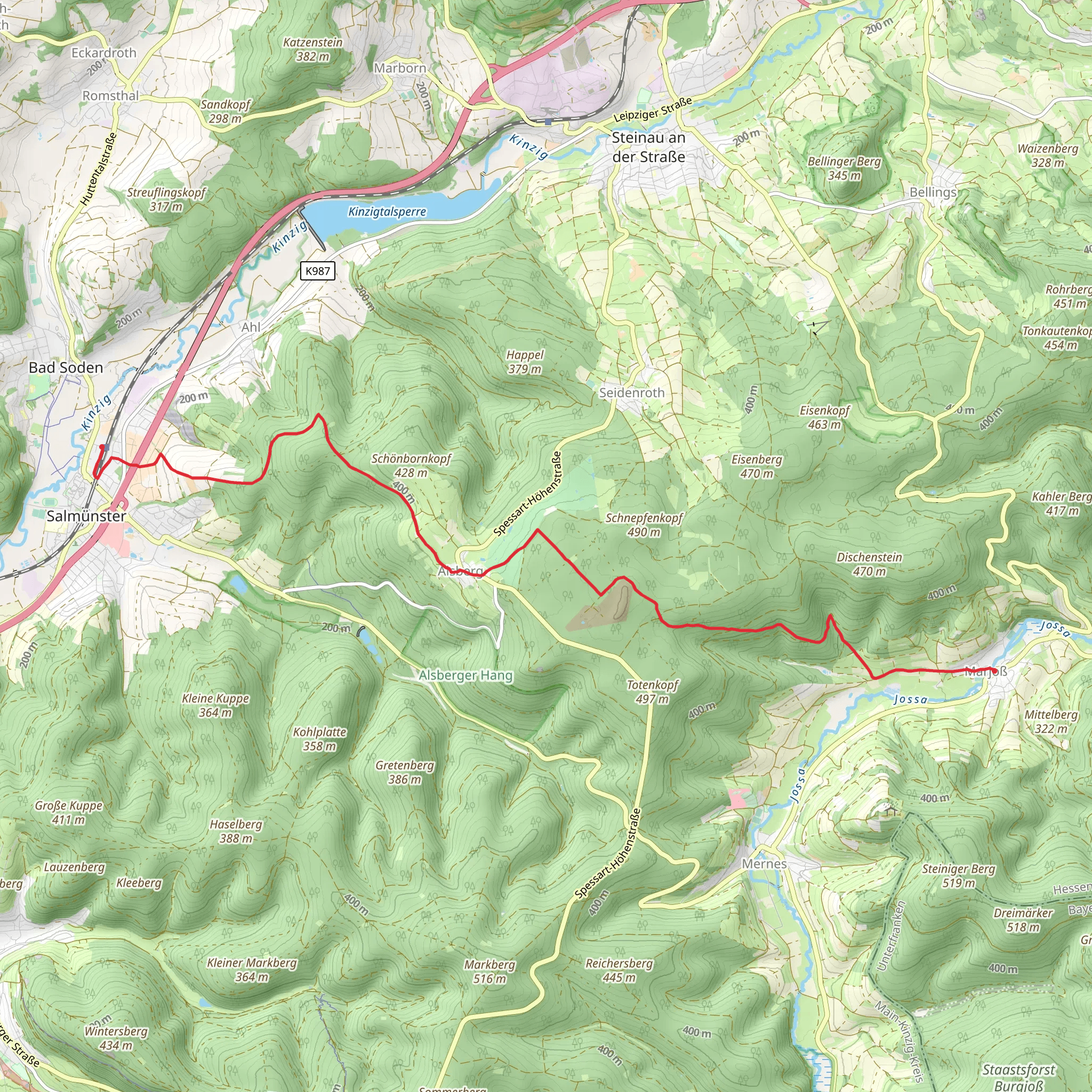 Bad Soden - Salmuenster to Marjoss via Kulturweg Jossgrund mobile static map