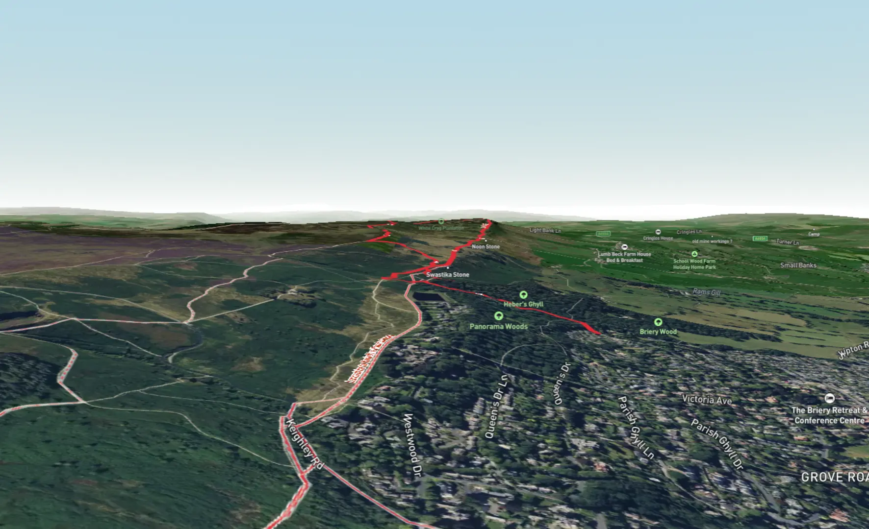 An image depicting the trail High Crag and High Cote Loop and its surrounding area.