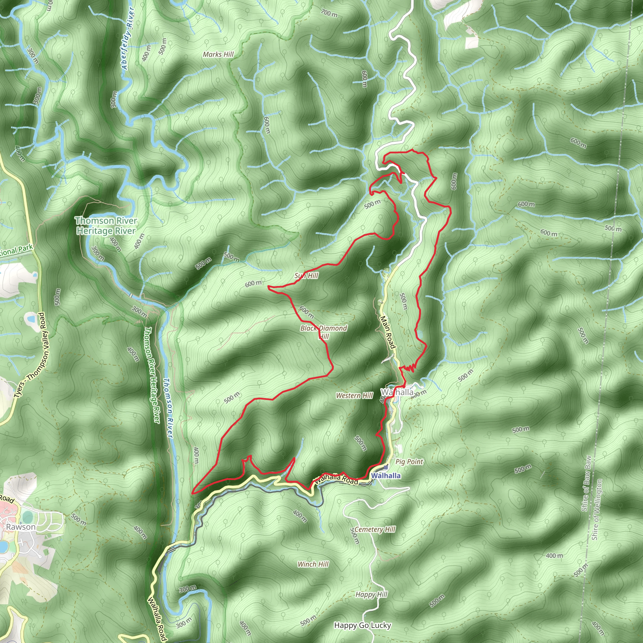 Walhalla to Britannia Creek Circuit Trail mobile static map