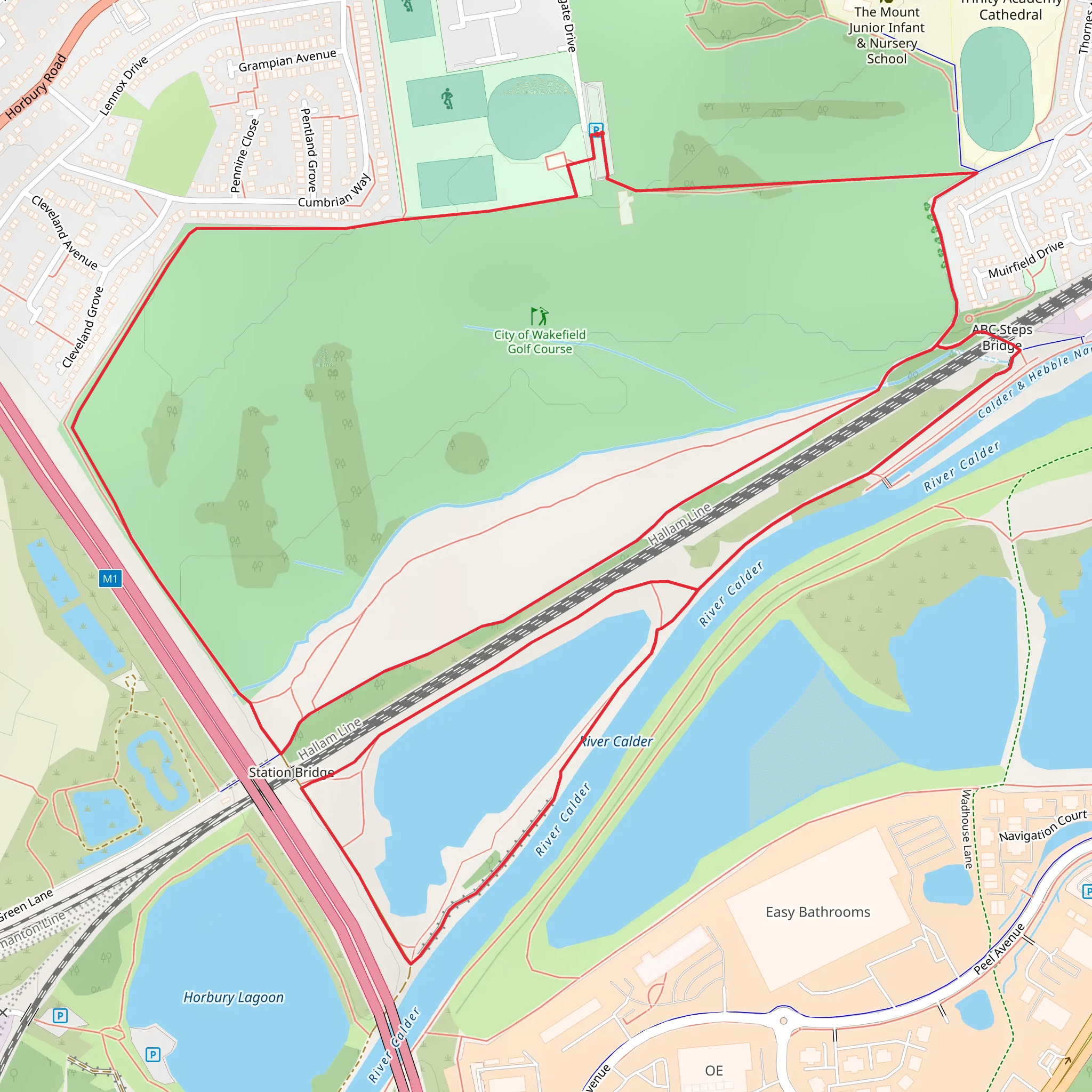 Lupset Pond and City of Wakefield Loop mobile static map