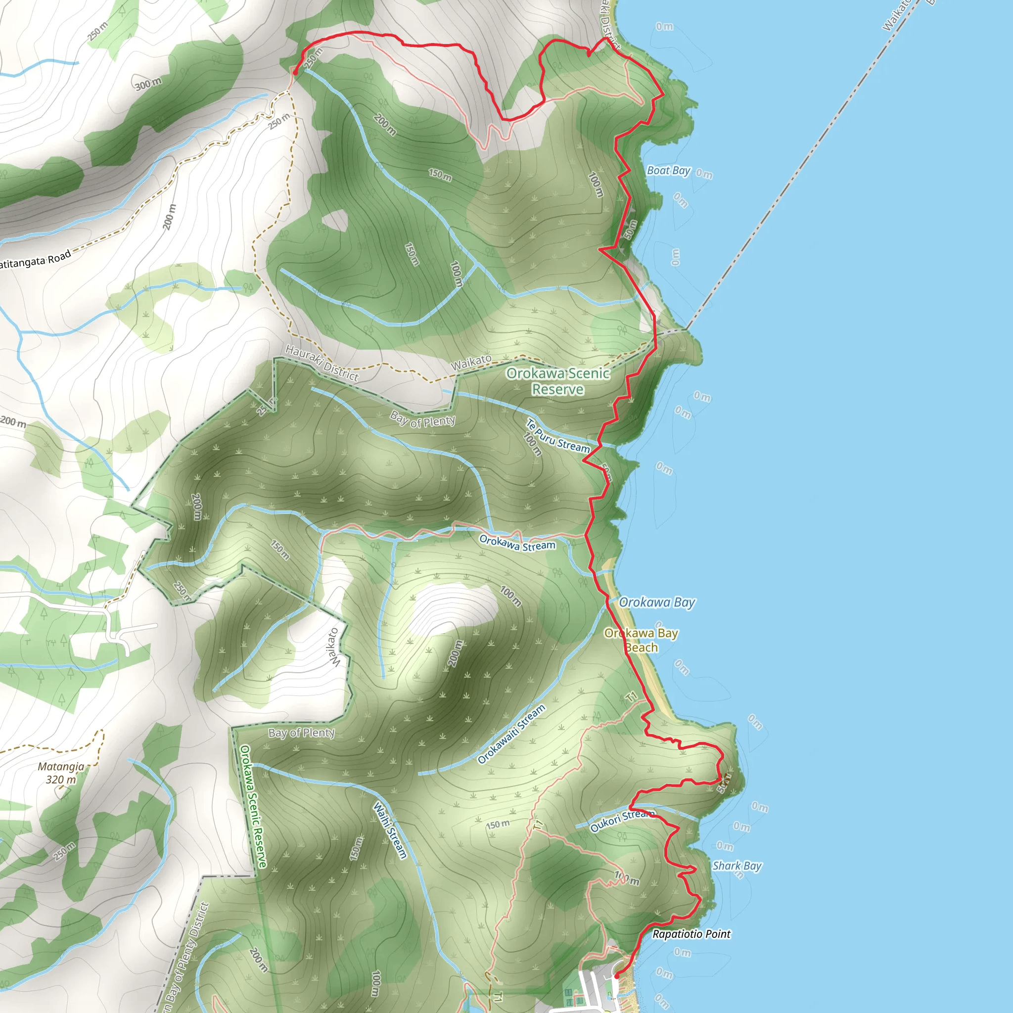Waihi Beach to Ngatitangata Road mobile static map