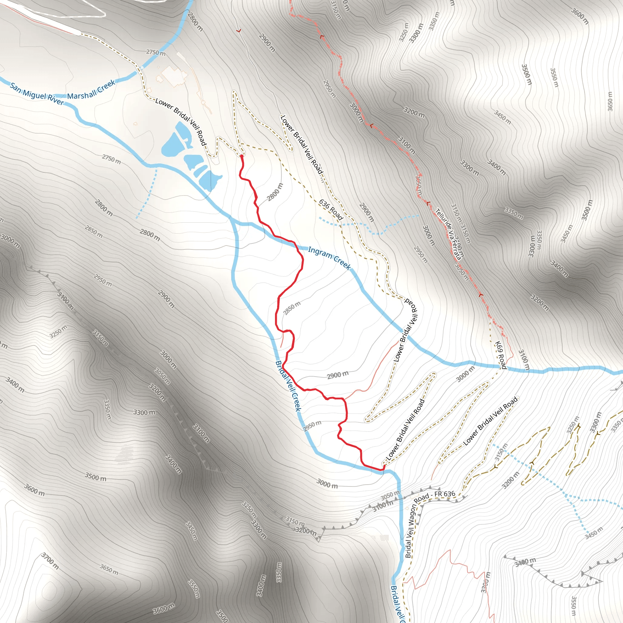 Walk beside Bridal Veil Creek mobile static map